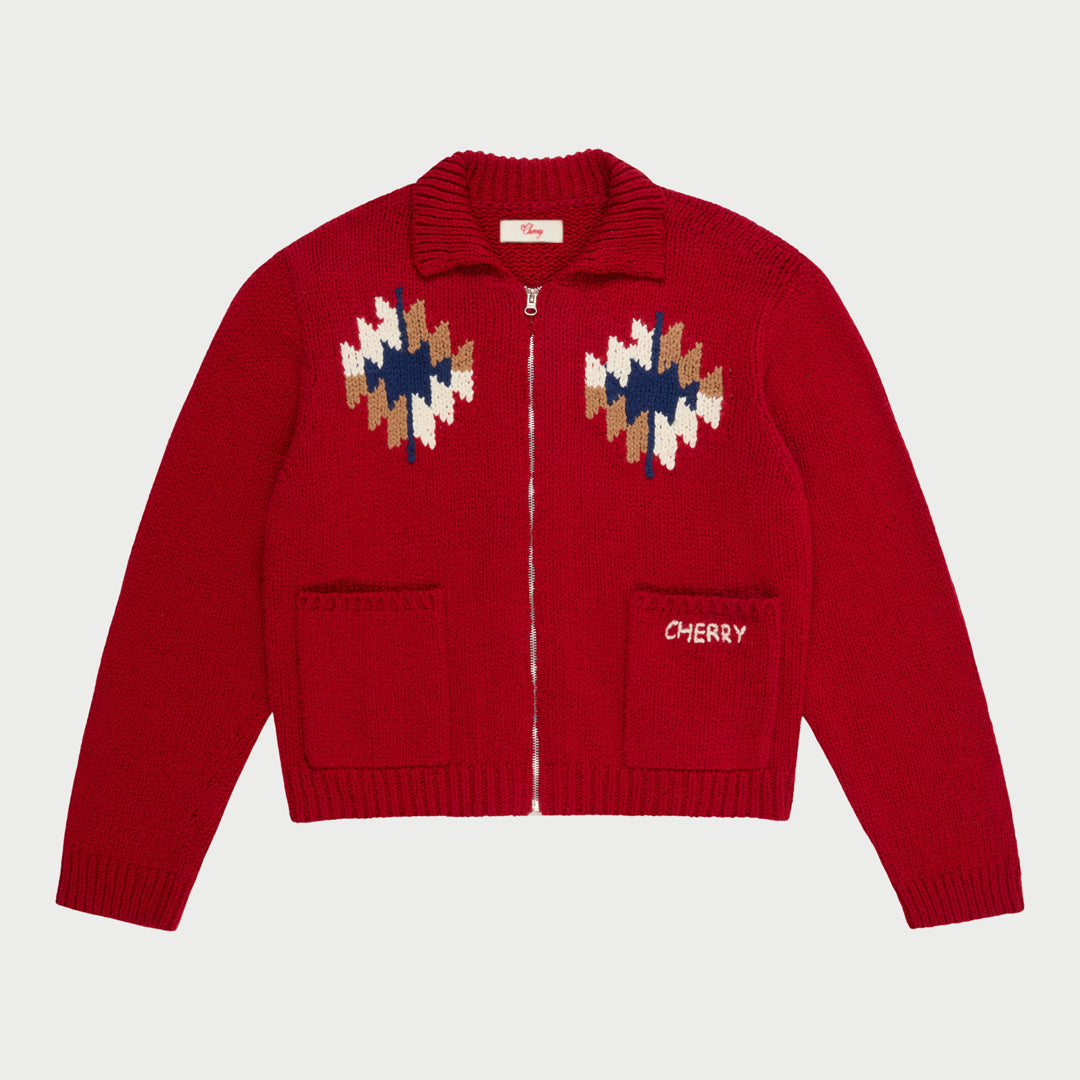 Navajo Knit Jacket (Red)