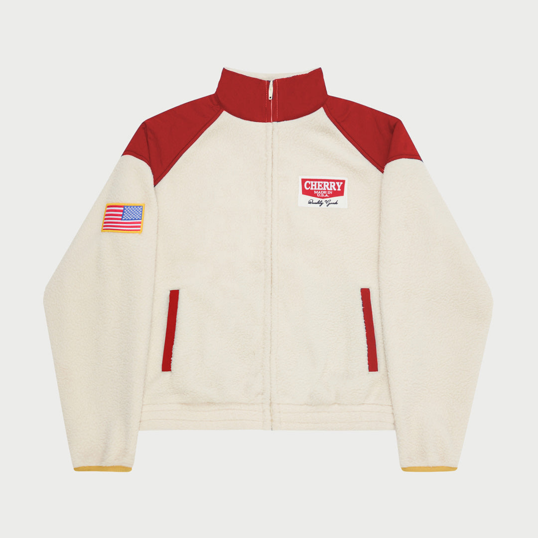 Racing Zip Sherpa Jacket (Red)