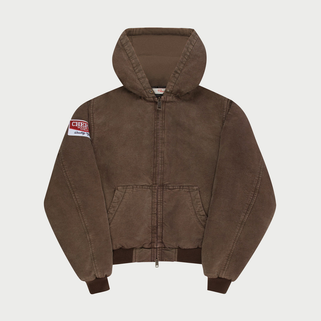 Hooded Canvas Work Jacket (Espresso)