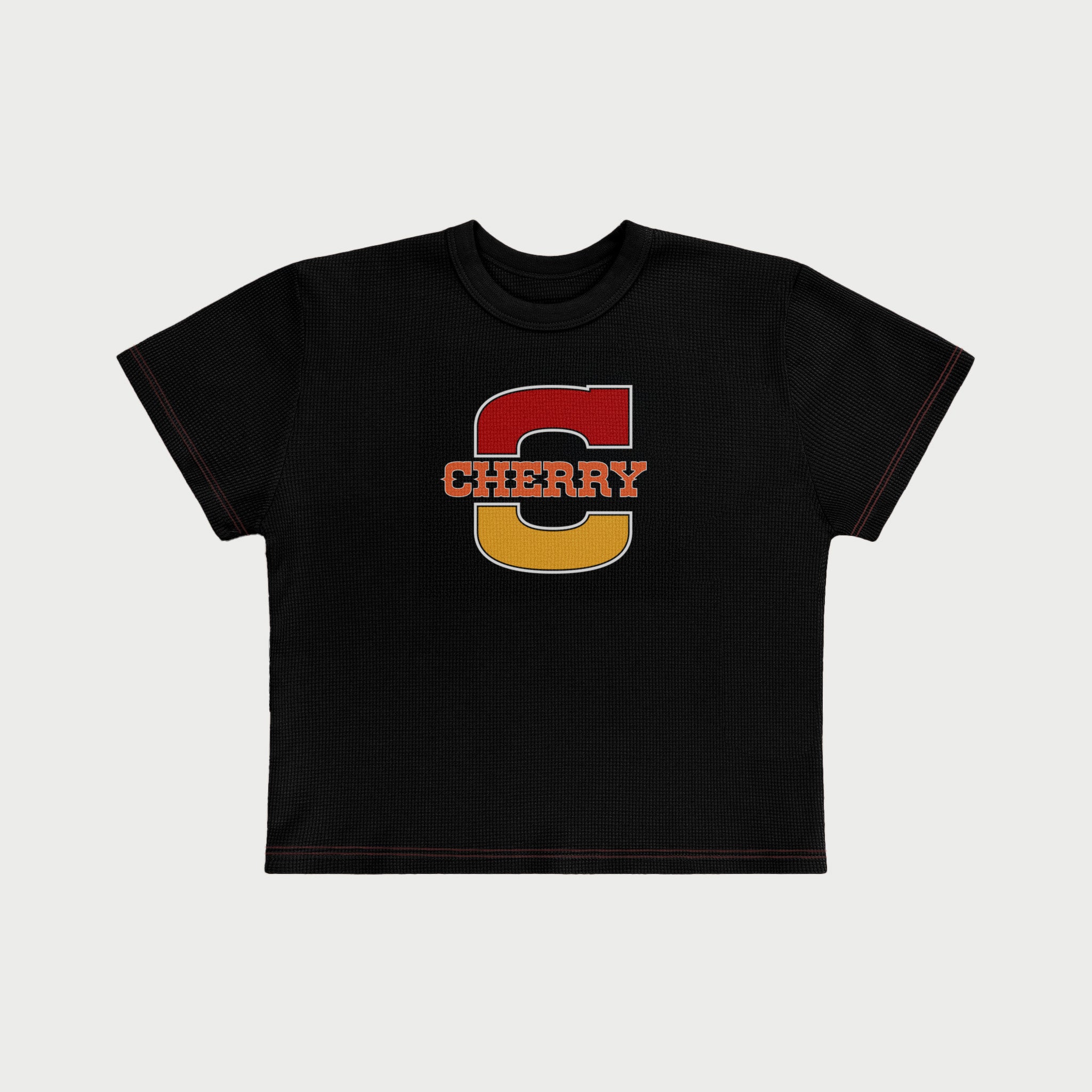 Fox X Cherry Contrast Baby Tee (Black)