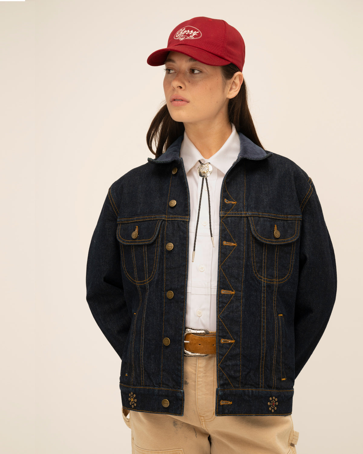 Studded Denim Trucker Jacket (Indigo)