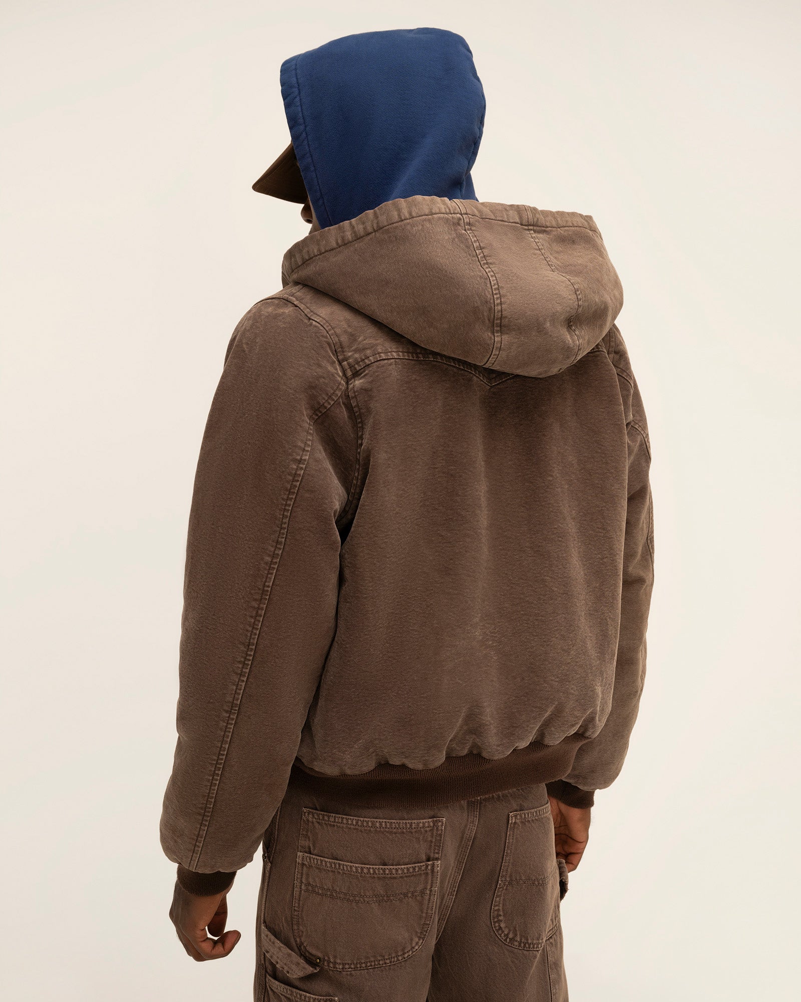 Hooded Canvas Work Jacket (Espresso)