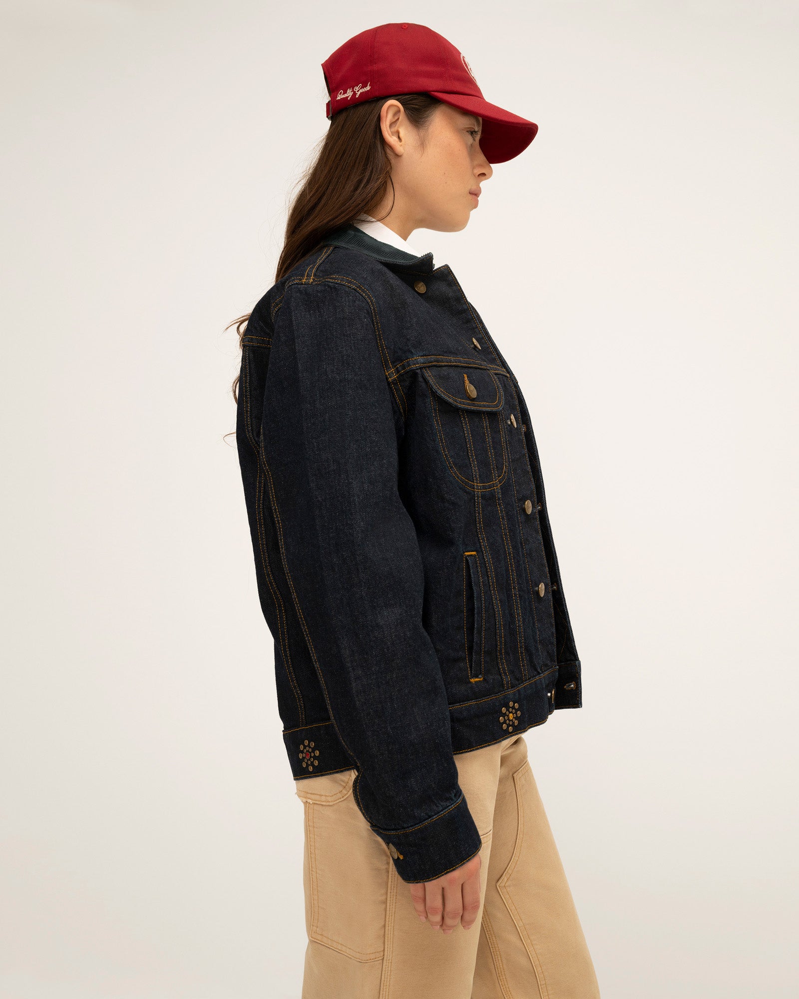 Studded Denim Trucker Jacket (Indigo)