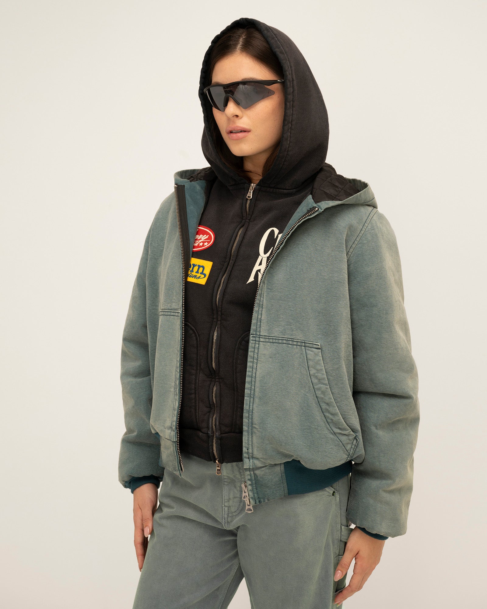 Hooded Canvas Work Jacket (Vintage Teal)