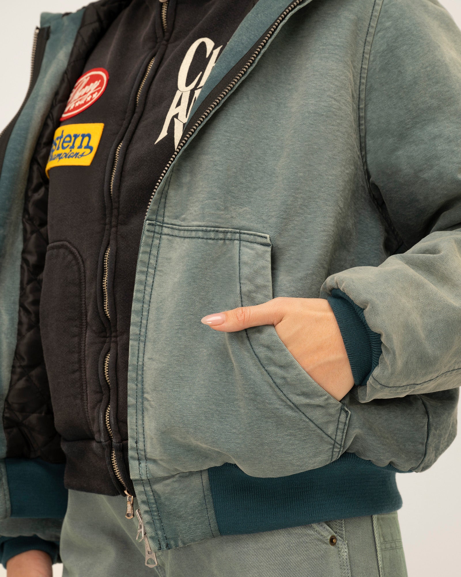 Hooded Canvas Work Jacket (Vintage Teal)