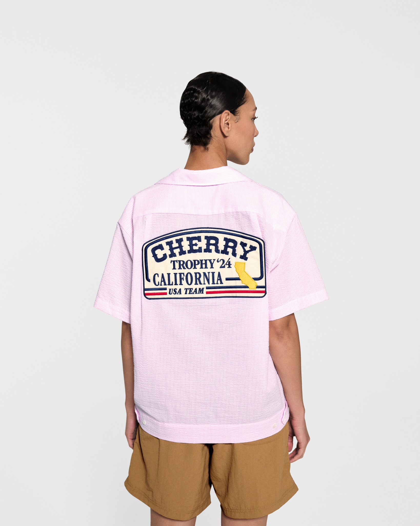 Seersucker Trophy Mechanic Shirt (Pink)