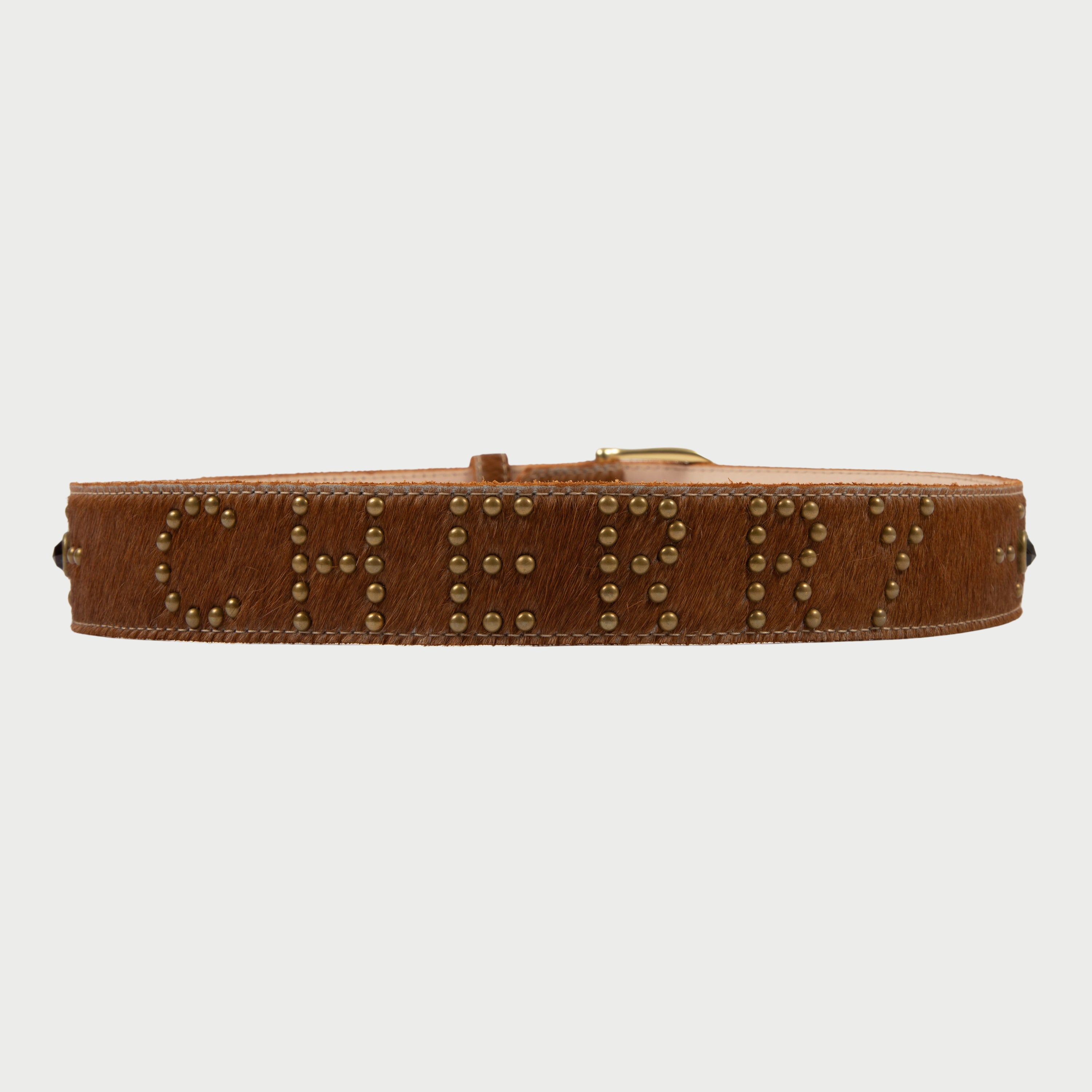 Studded Leather Belt (Calf Hair)