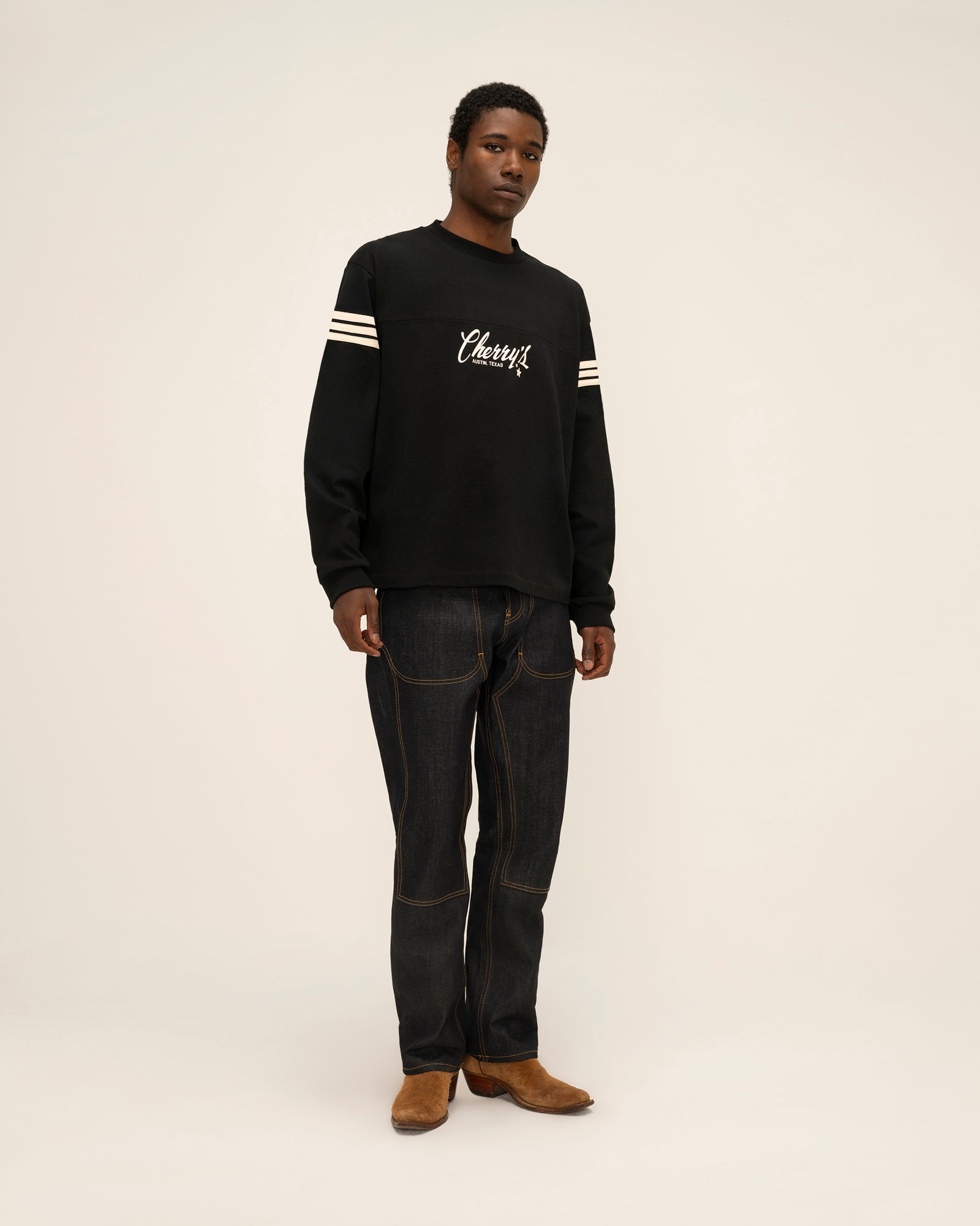 Austin Stripe Long Sleeve T-Shirt (Black)