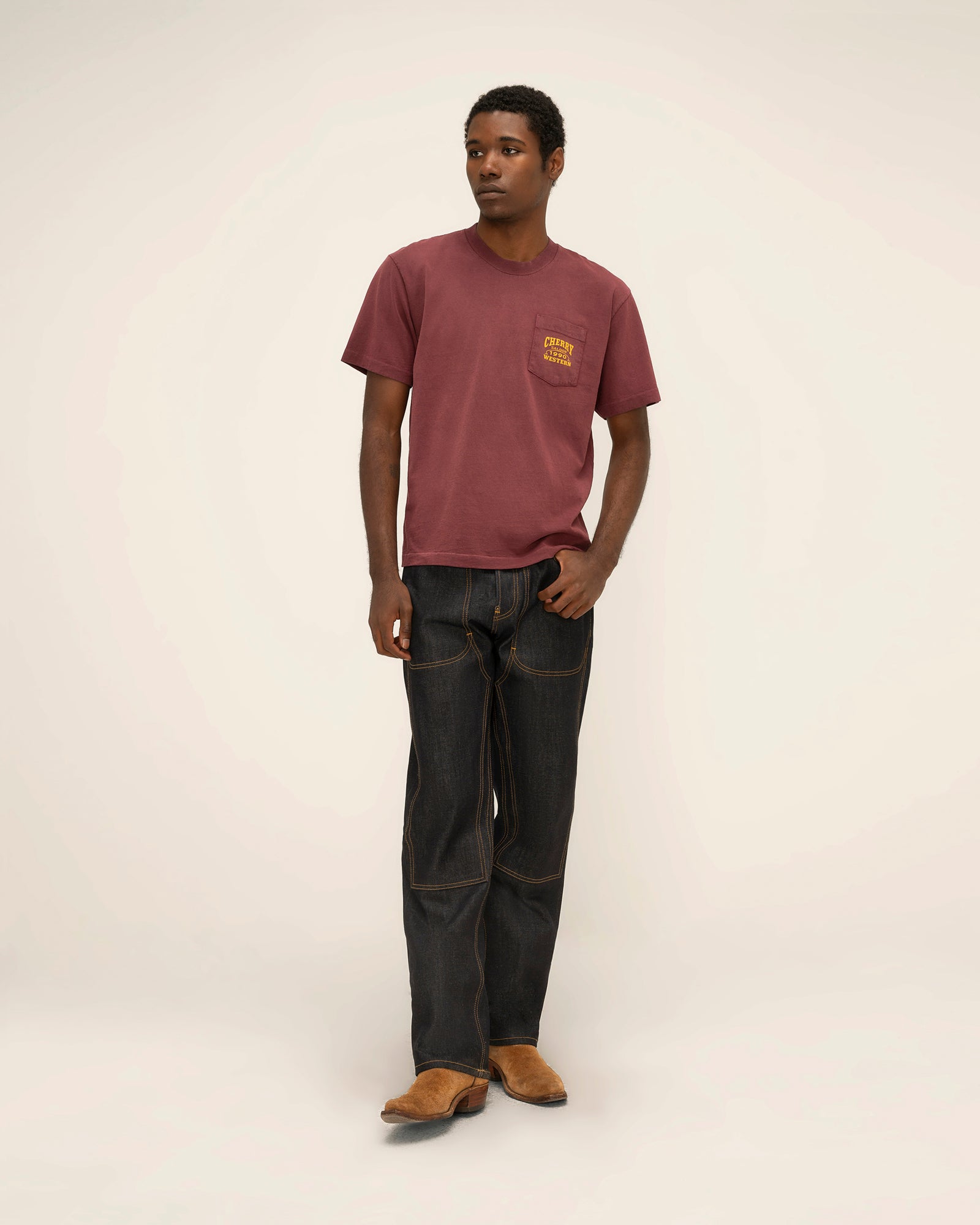 Saloon Pocket T-Shirt (Maroon)