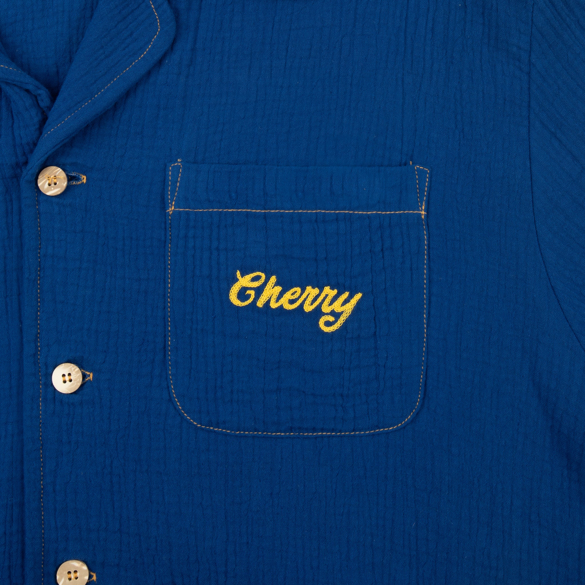 Cherry Club Button Up (Cobalt)