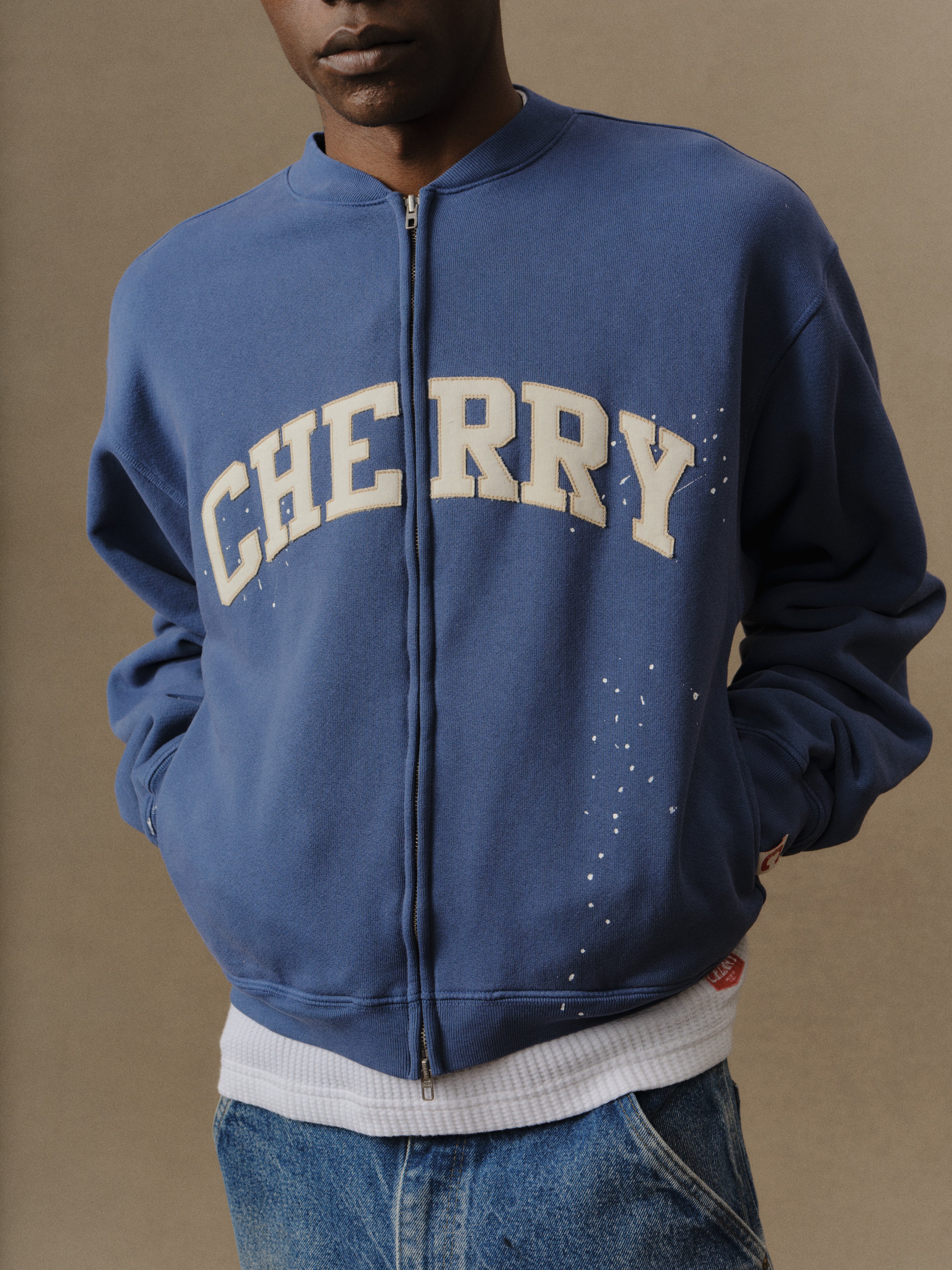 Applique Zip Up Crew (Vintage Blue) – CHERRY LA