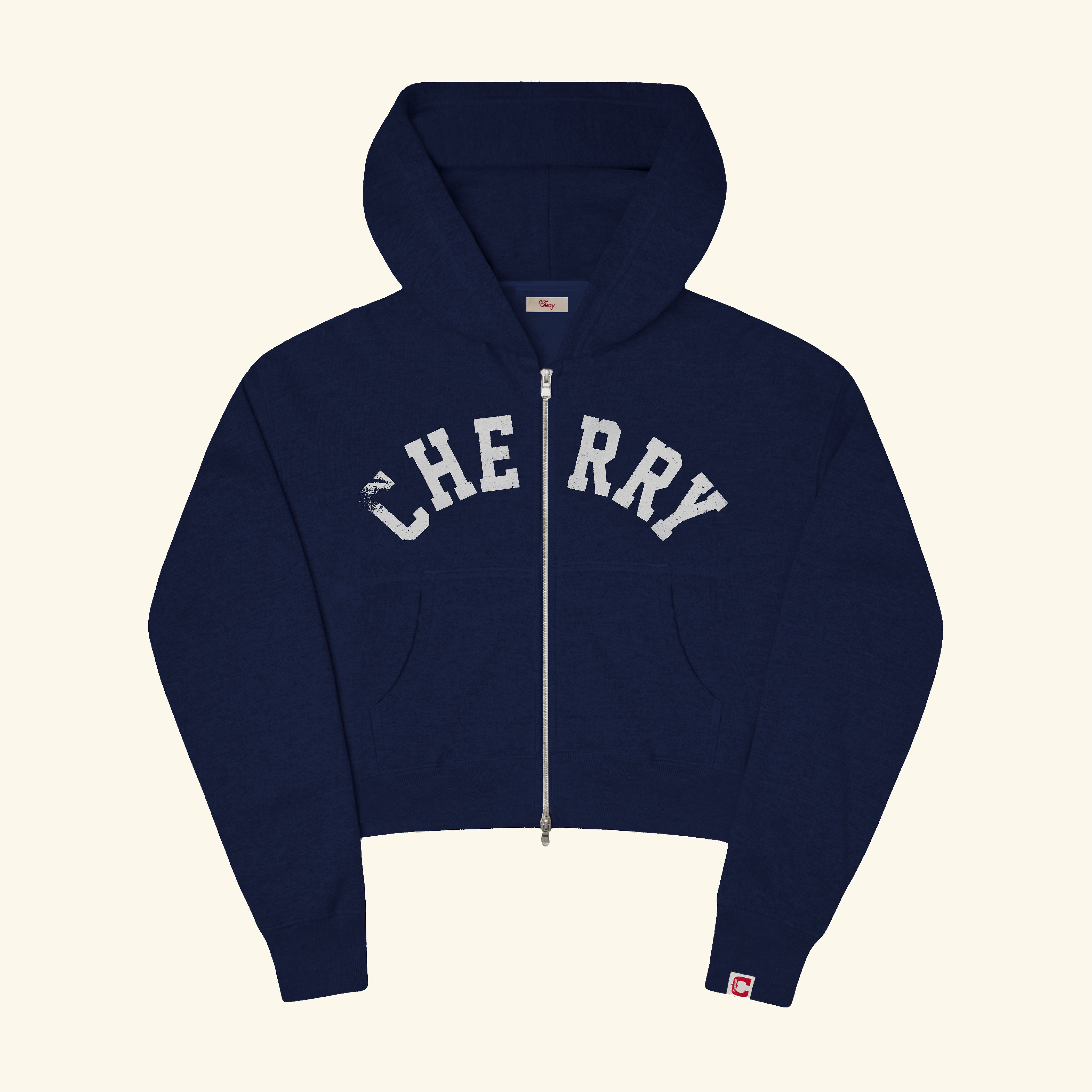 Women's Distressed Zip Hoodie (Navy) – CHERRY LA