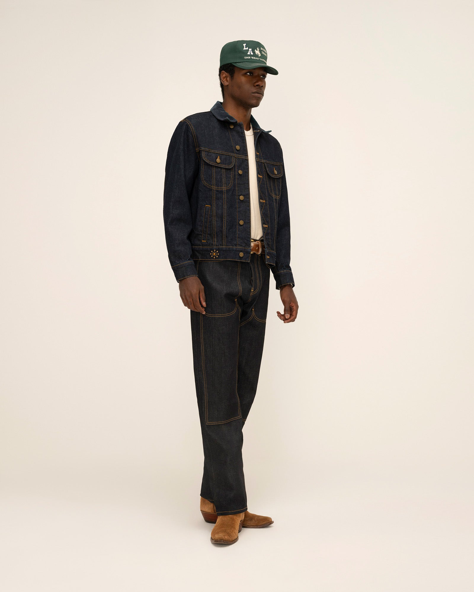 Studded Denim Trucker Jacket (Indigo)