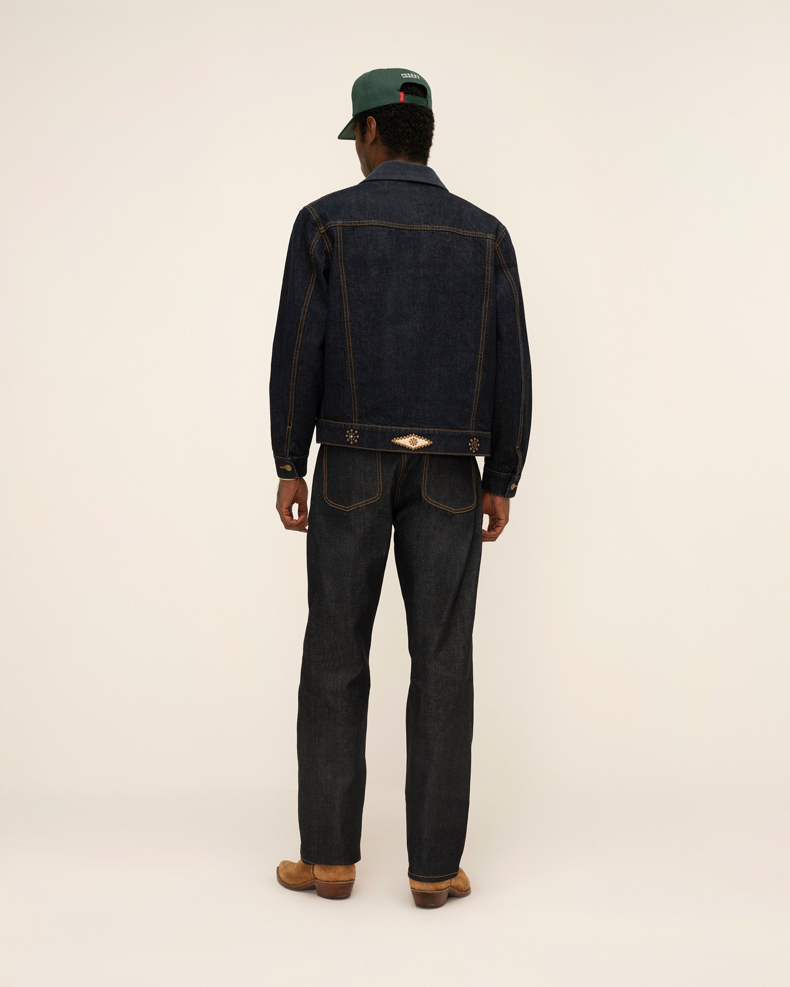 Studded Denim Trucker Jacket (Indigo)