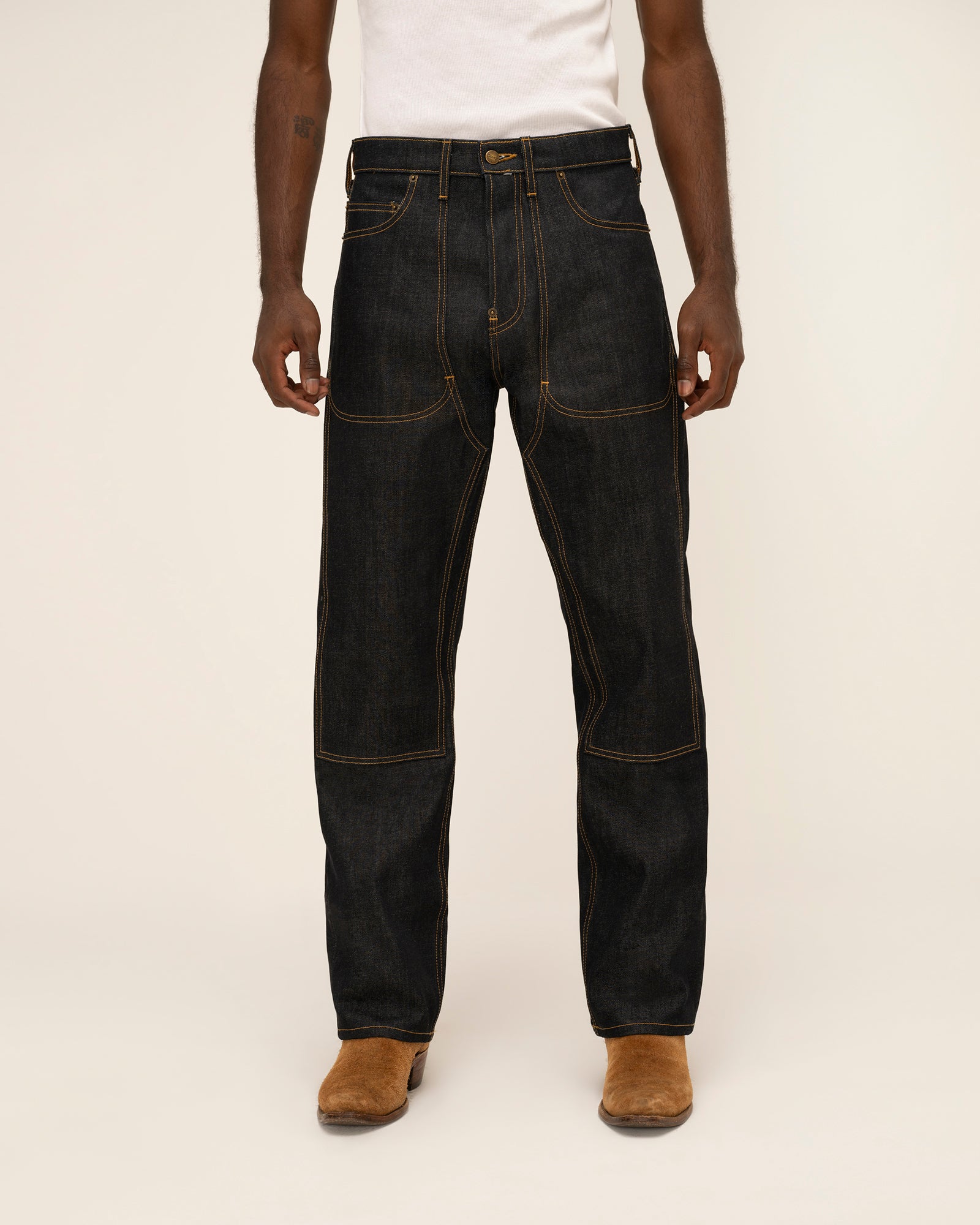 Buckle Back Denim Double Knees (Raw Indigo)