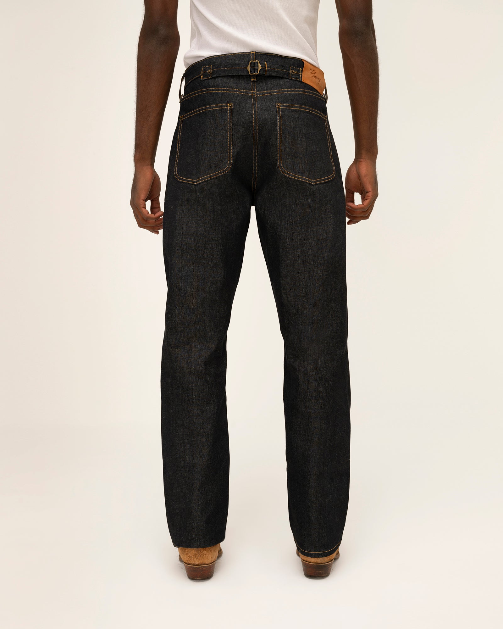 Buckle Back Denim Double Knees (Raw Indigo)