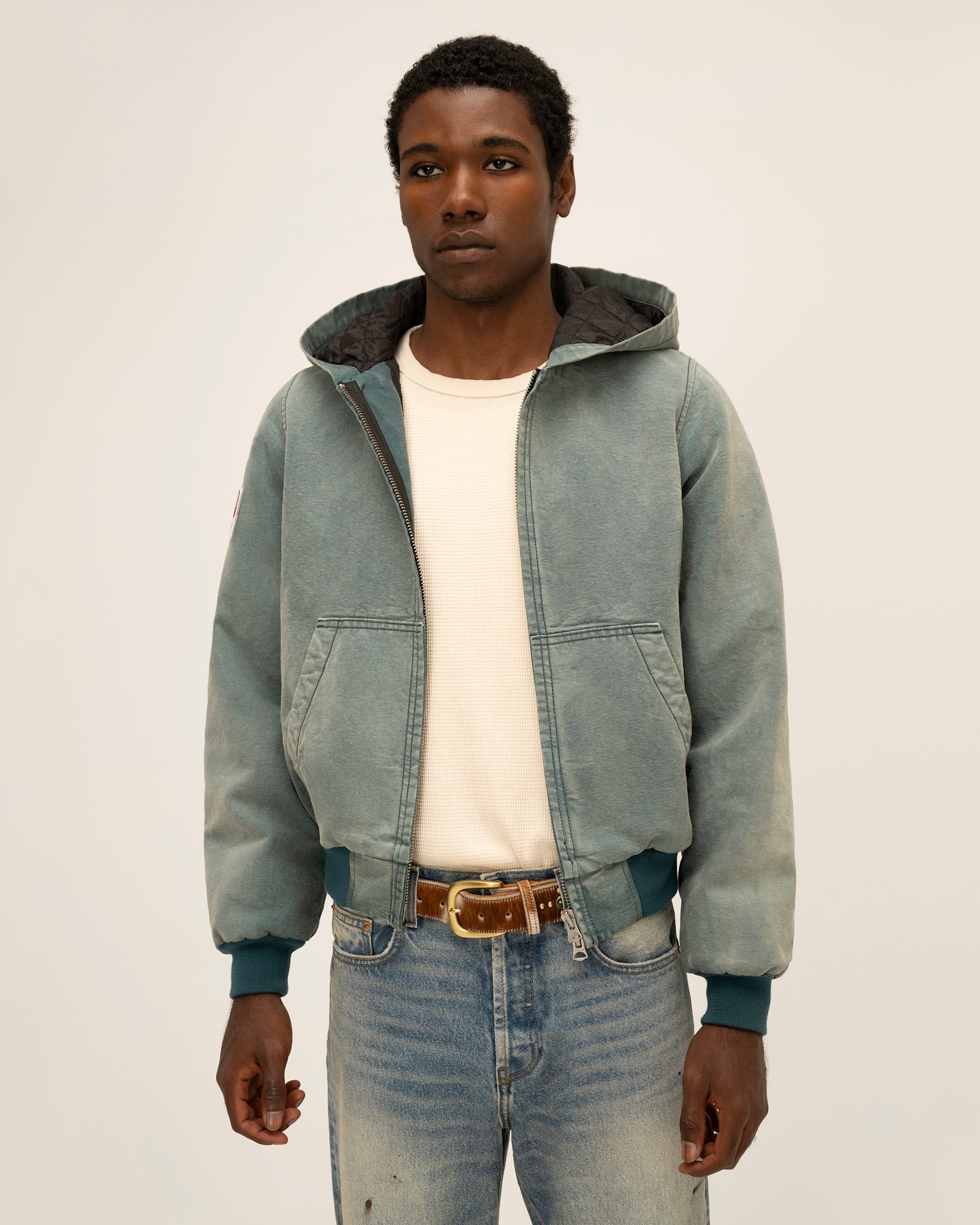 Hooded Canvas Work Jacket (Vintage Teal)