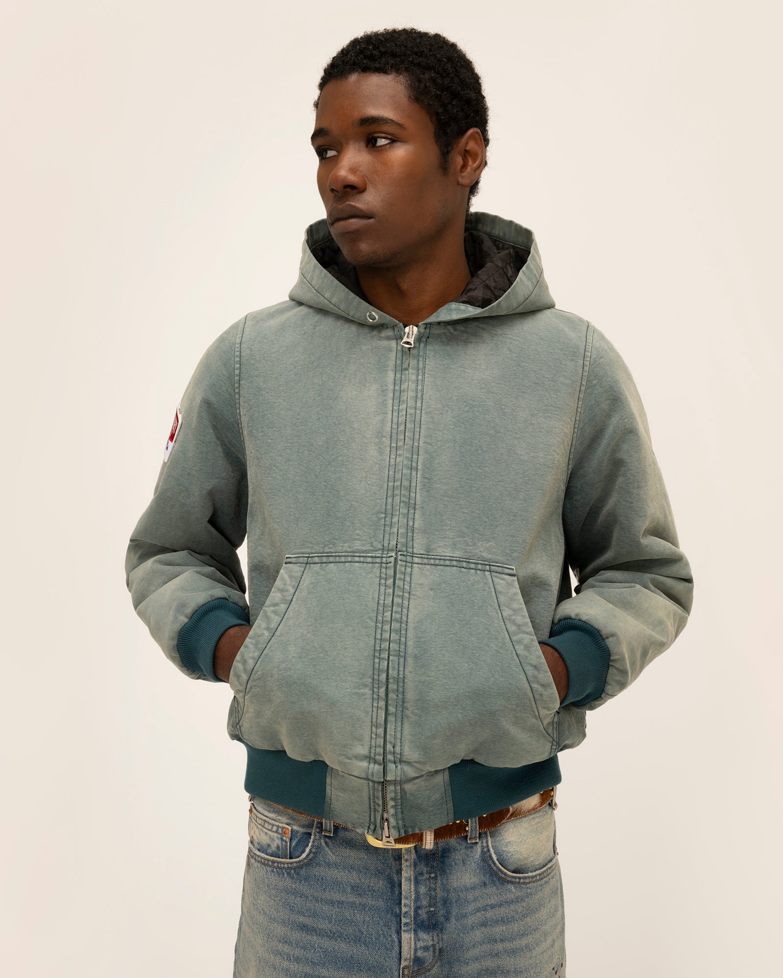 Hooded Canvas Work Jacket (Vintage Teal)