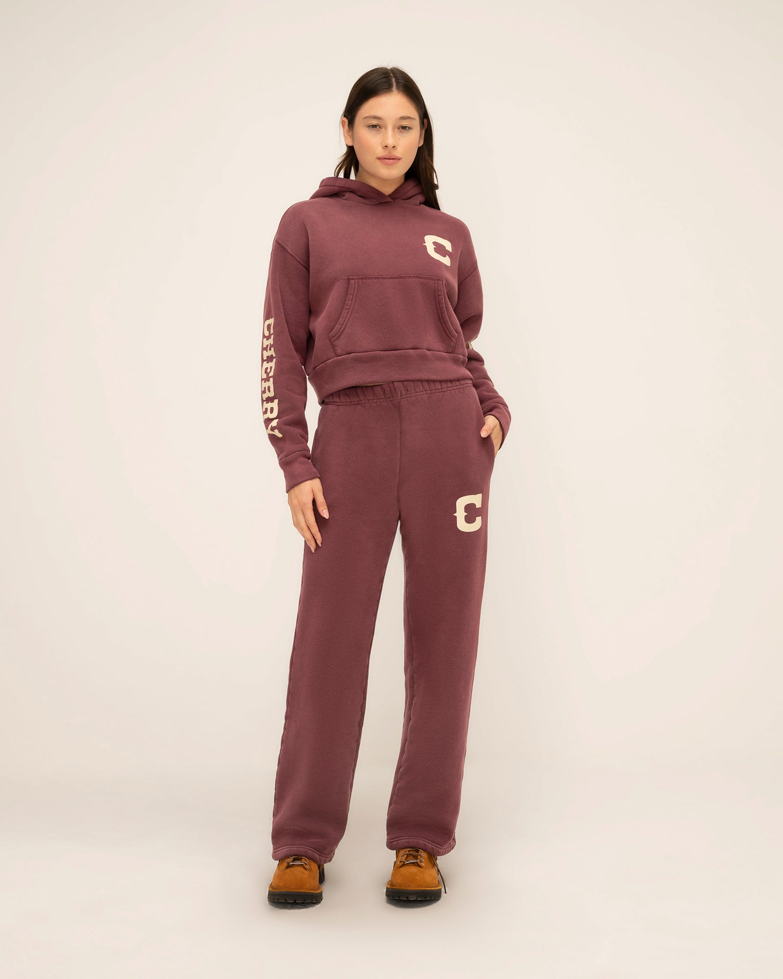 Women's Cropped Hoodie (Vintage Maroon)