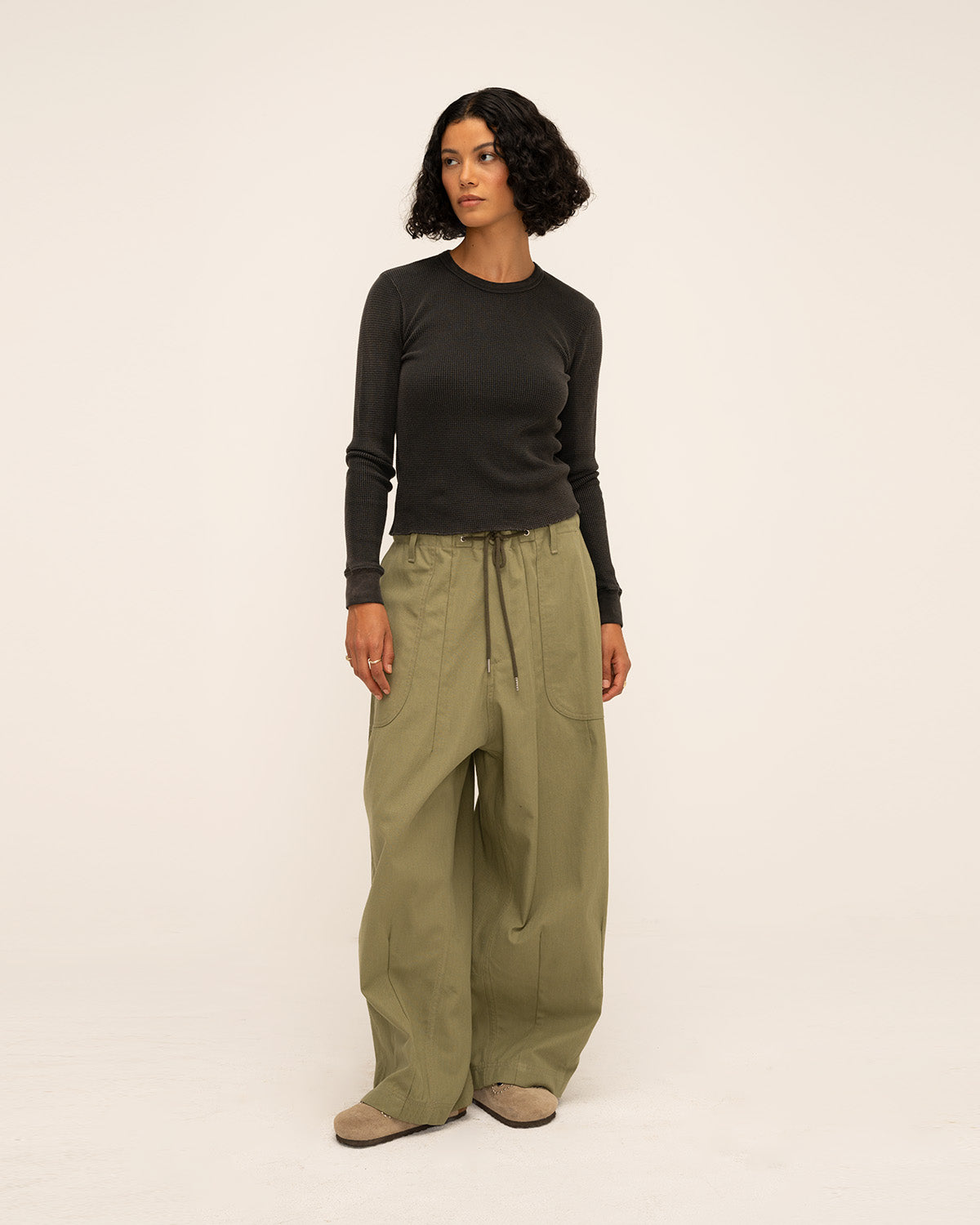 Herringbone Parachute Pants (Hunter Green)