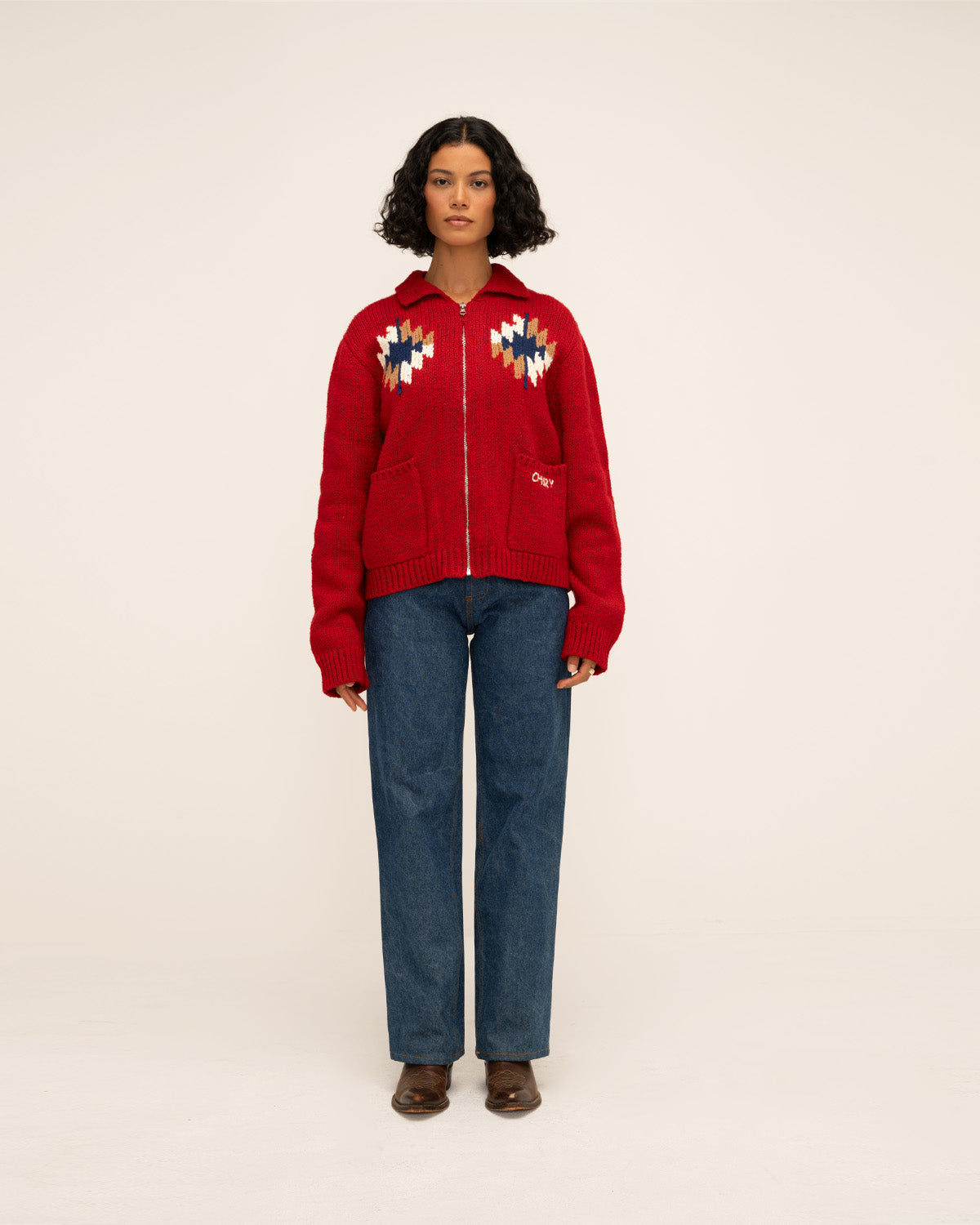 Navajo Knit Jacket (Red)