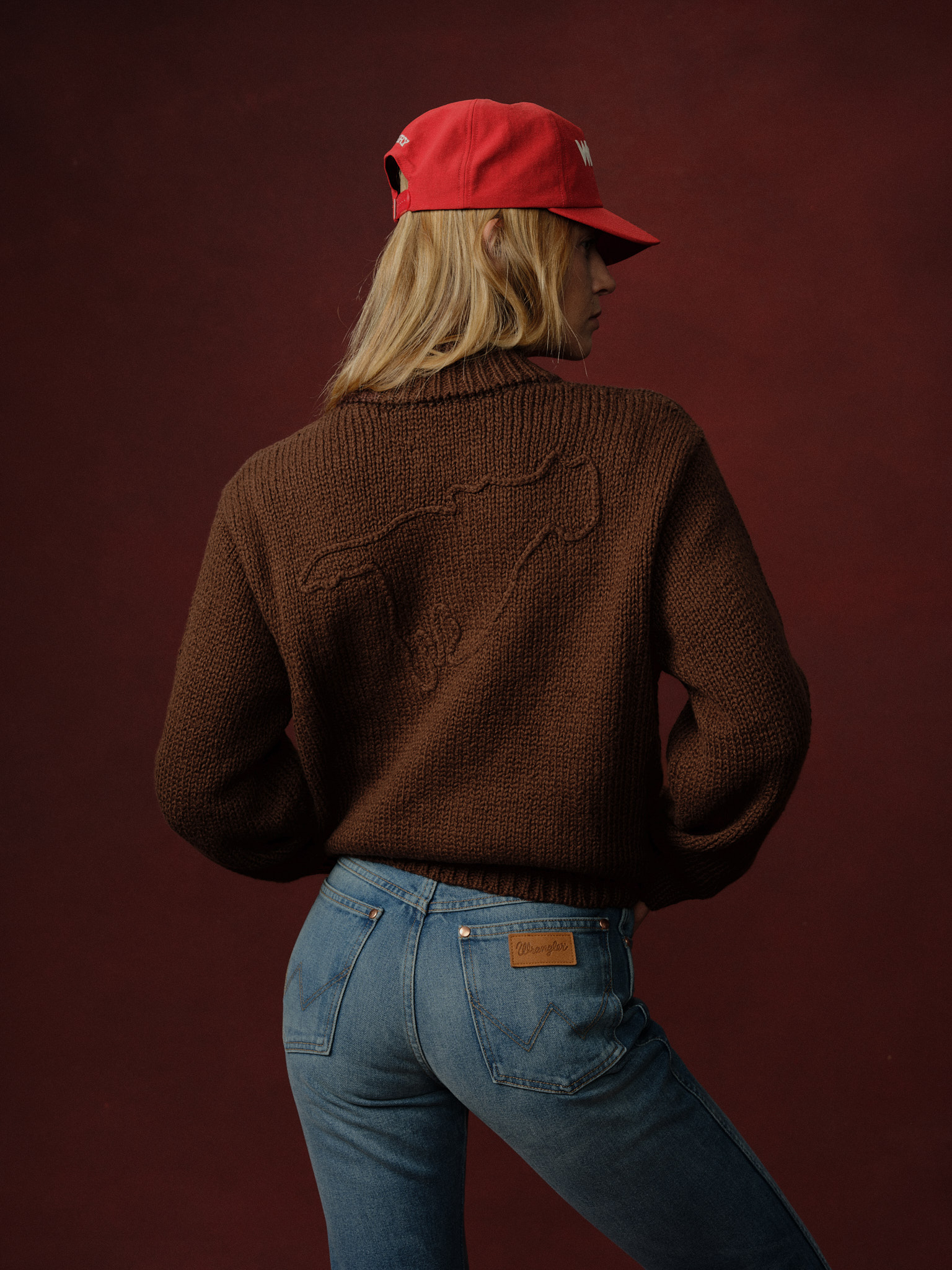 Cherry x Wrangler Cotton Frise Knit Zip-up Jacket (Brown)