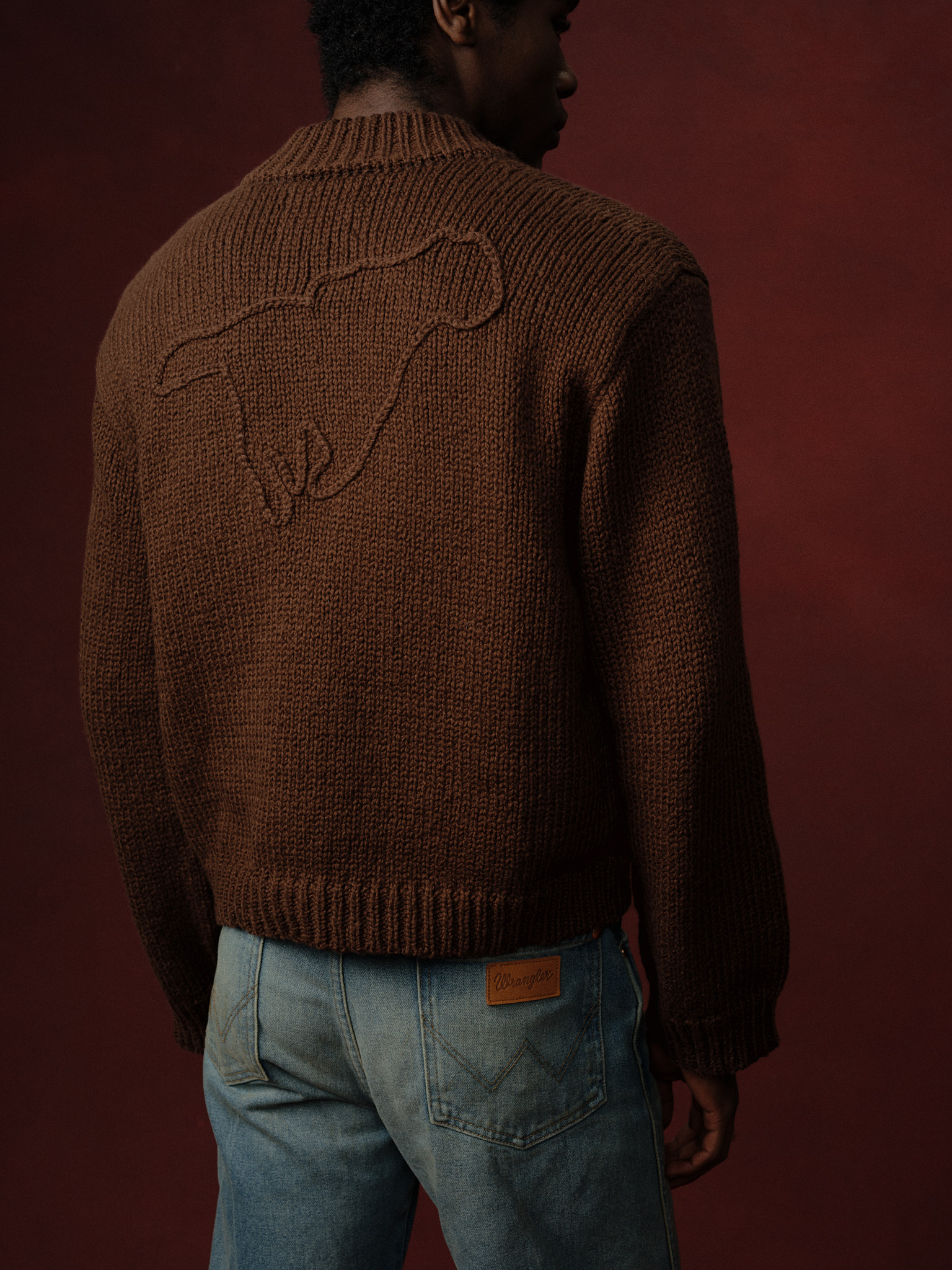 Cherry x Wrangler Cotton Frise Knit Zip-up Jacket (Brown)