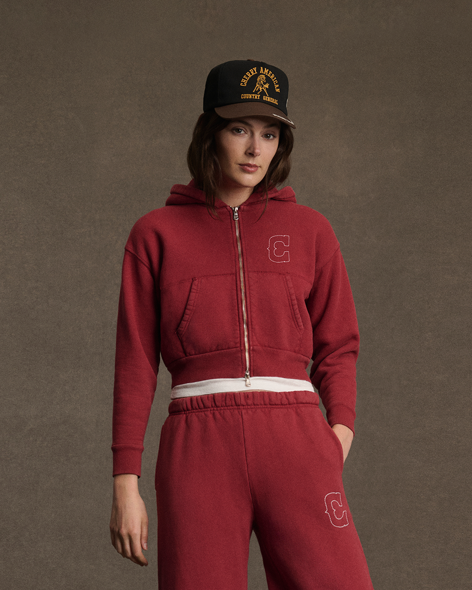 Women's Western Zip Hoodie (Sun Faded Red)