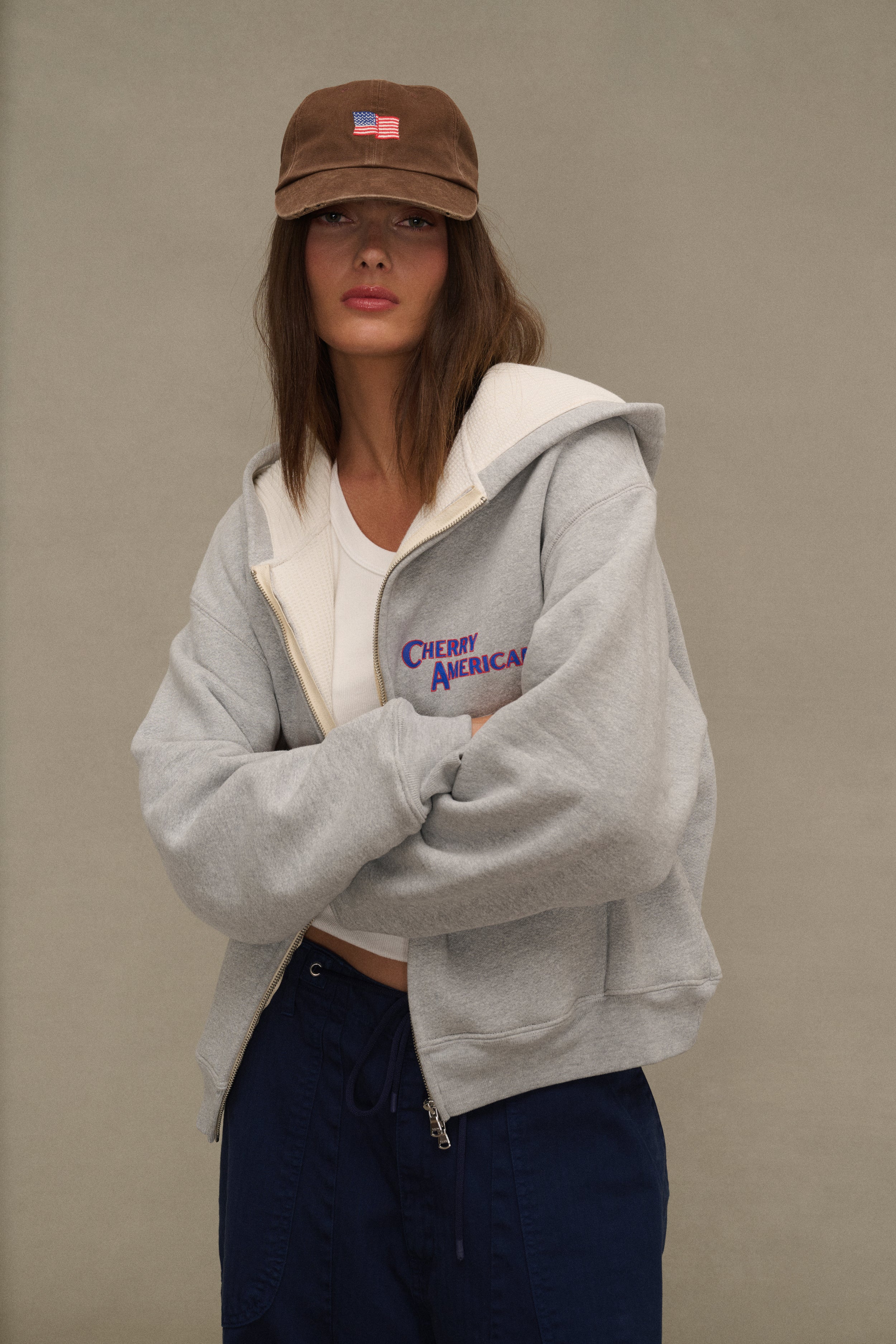 Mini Flag 6 Panel Embroidered Hat (Brown)