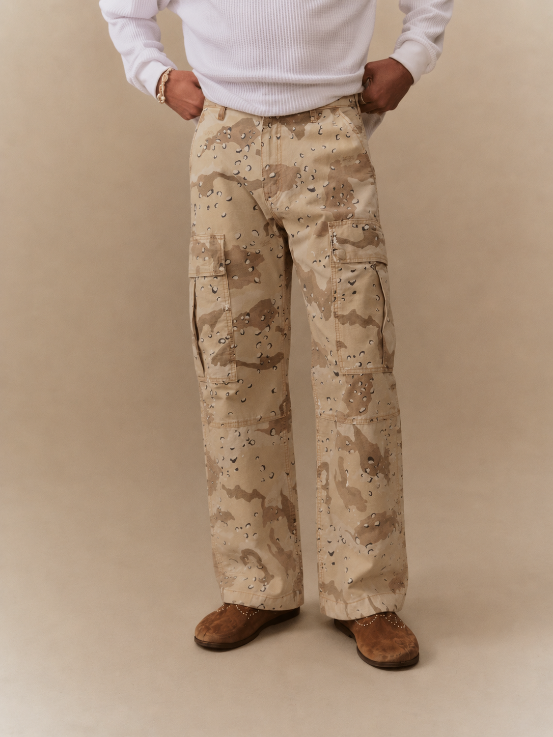Wide Leg Cargo Pants (Desert Storm)