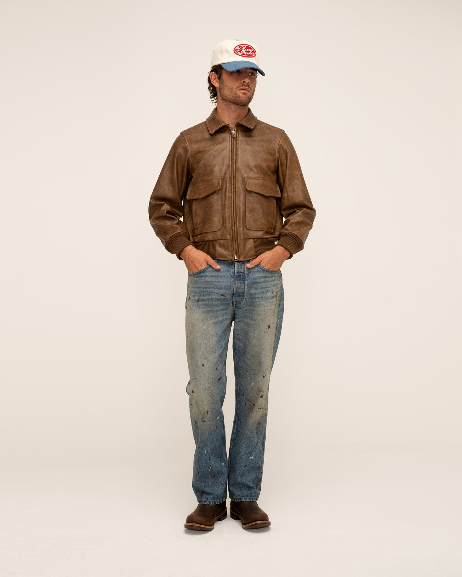 Leather Flight Jacket (Brown)