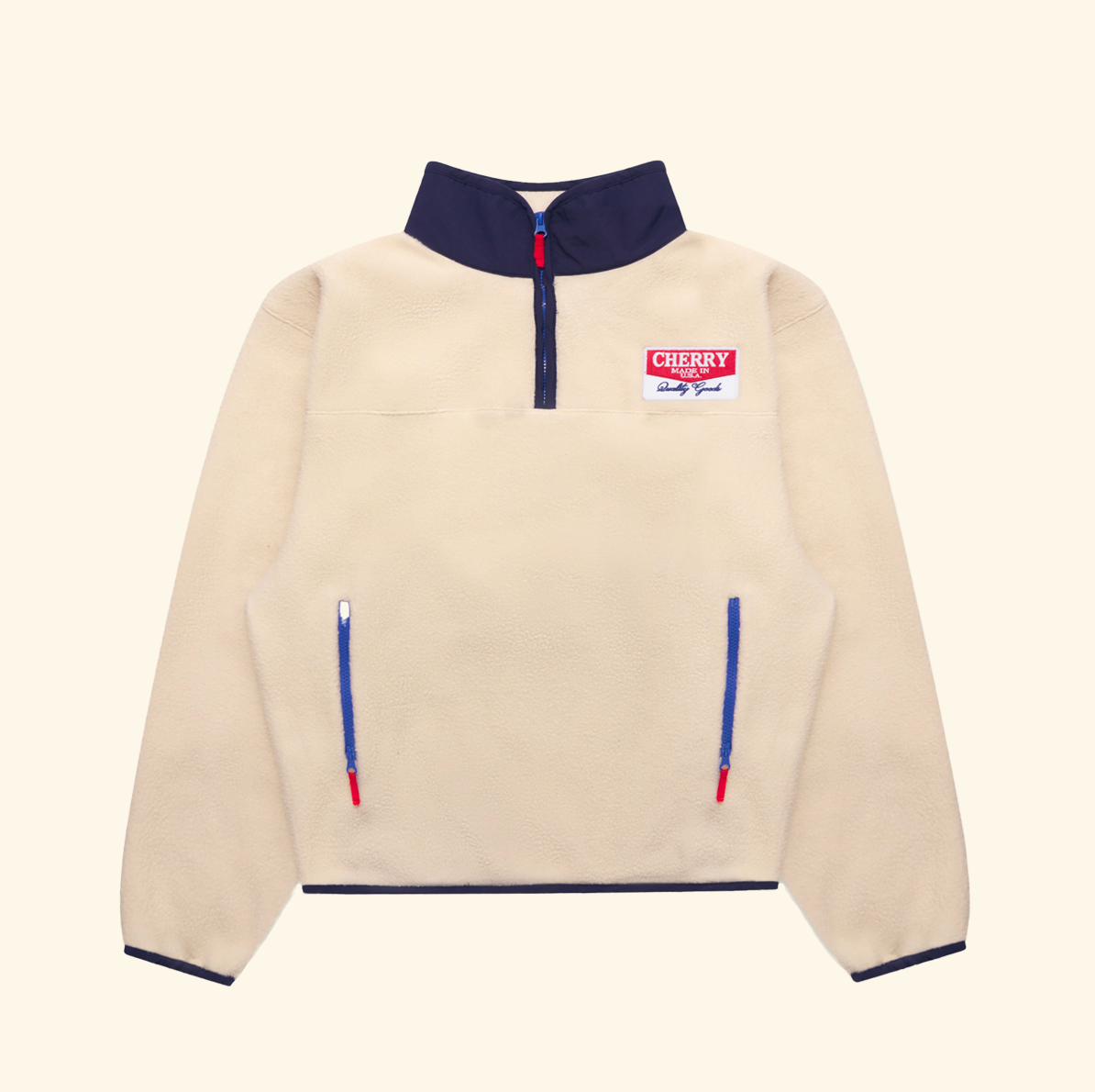 Racing Half Zip Fleece (Cream/Navy)