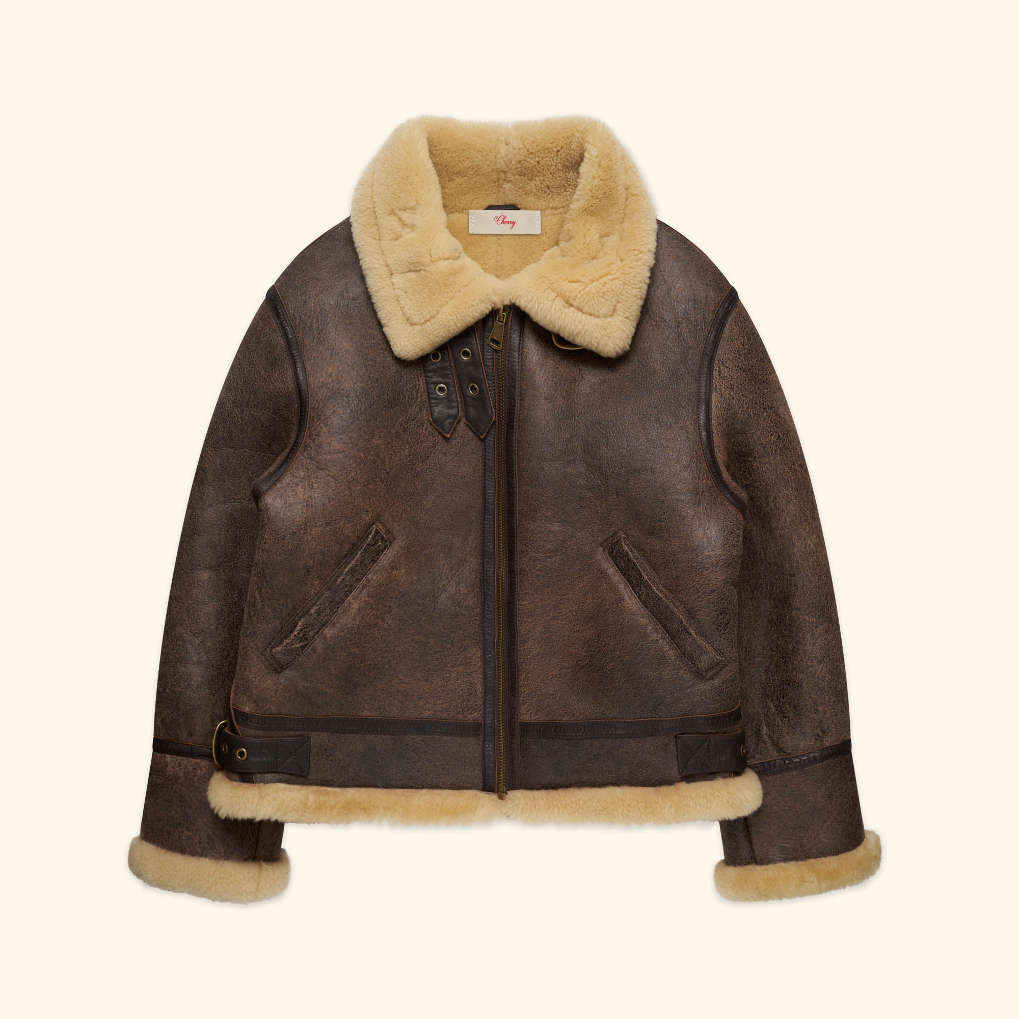 Shearling Aviator Jacket (Chestnut)