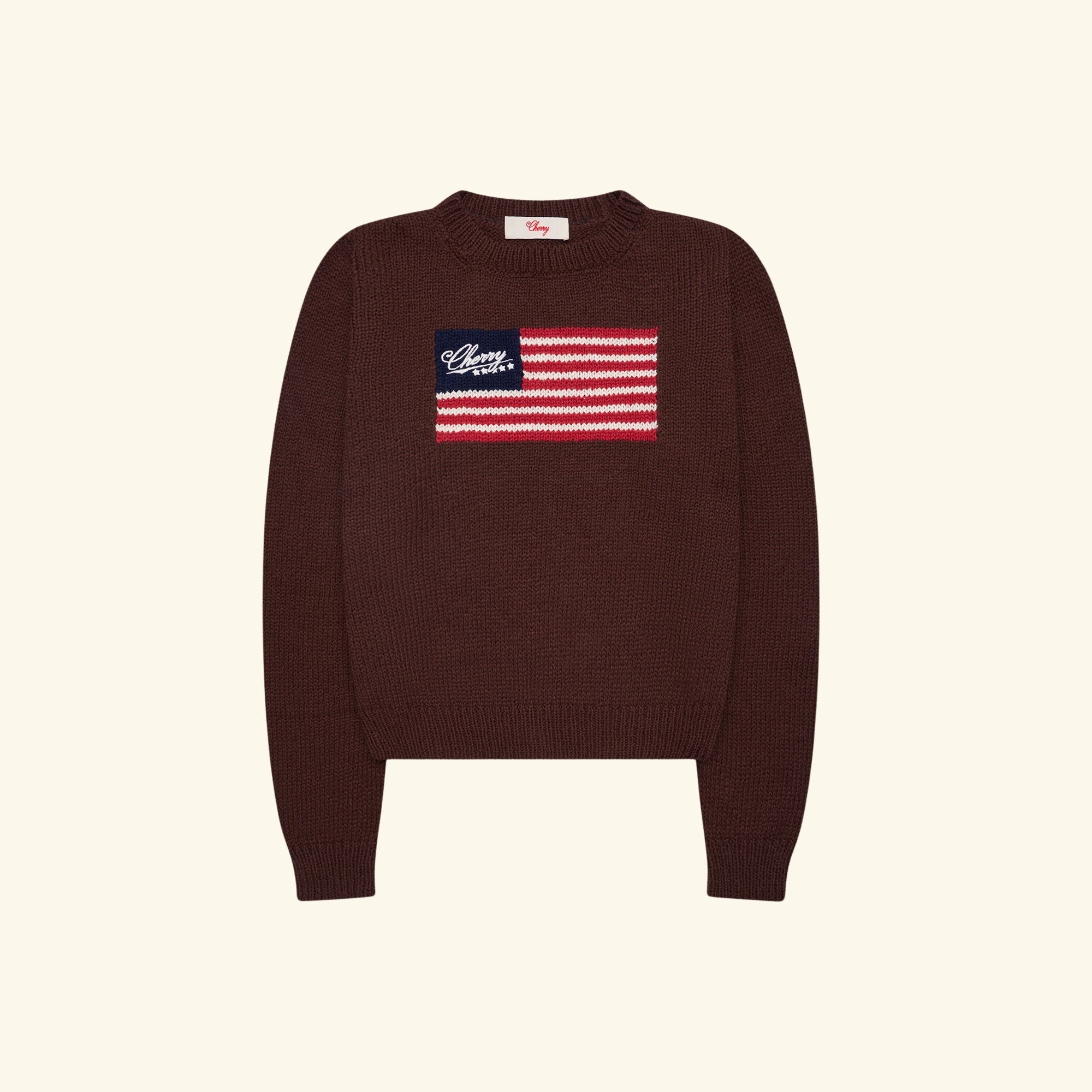 Women's American Flag Crewneck (Brown)