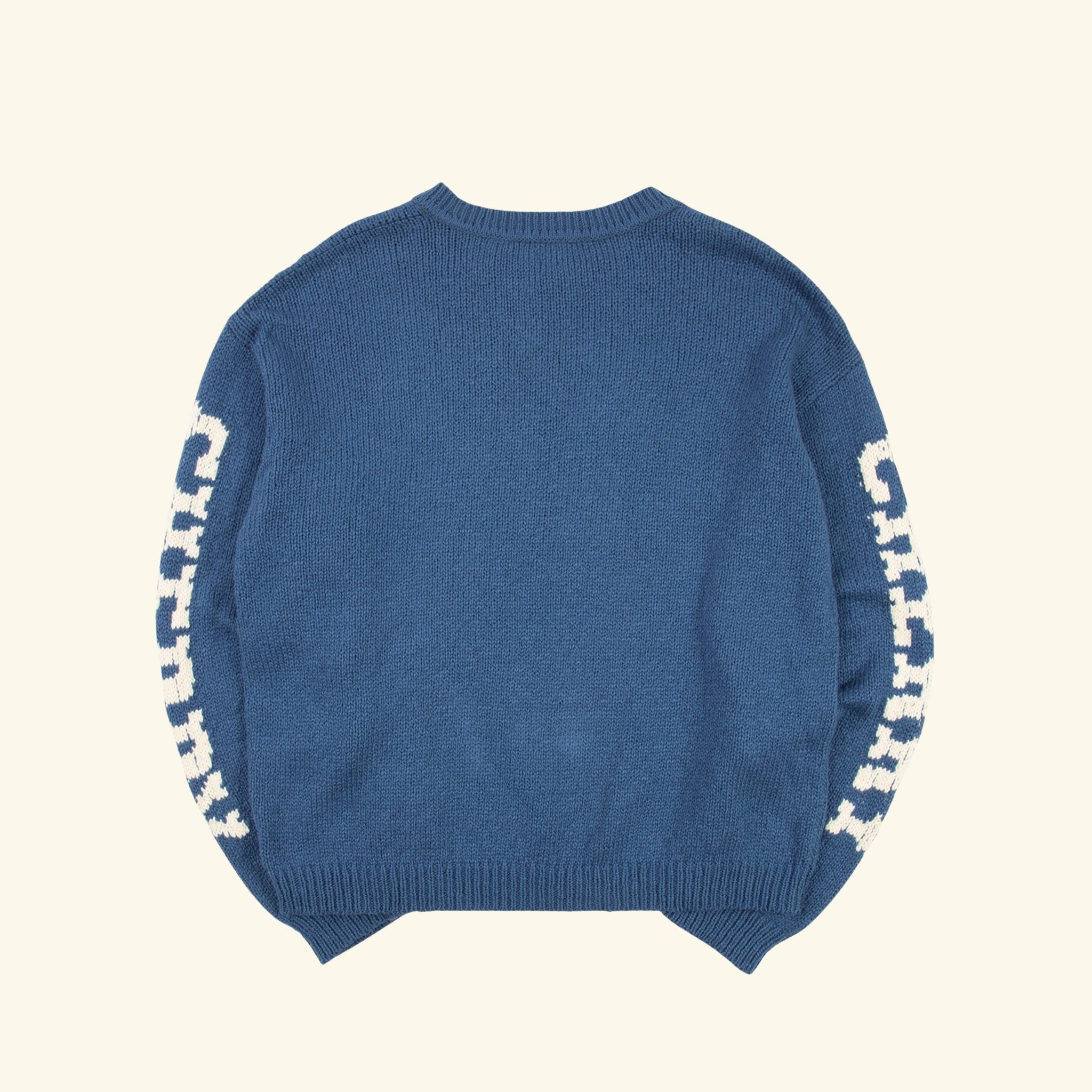 Cotton Knit Crewneck Sweater (Steel Blue)