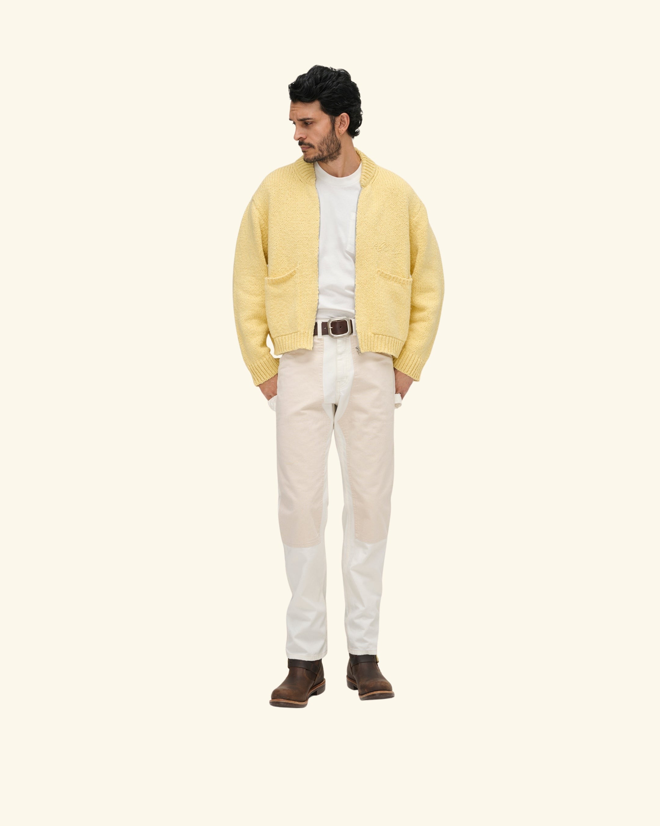 Cotton Knit Zip Jacket (Butter)