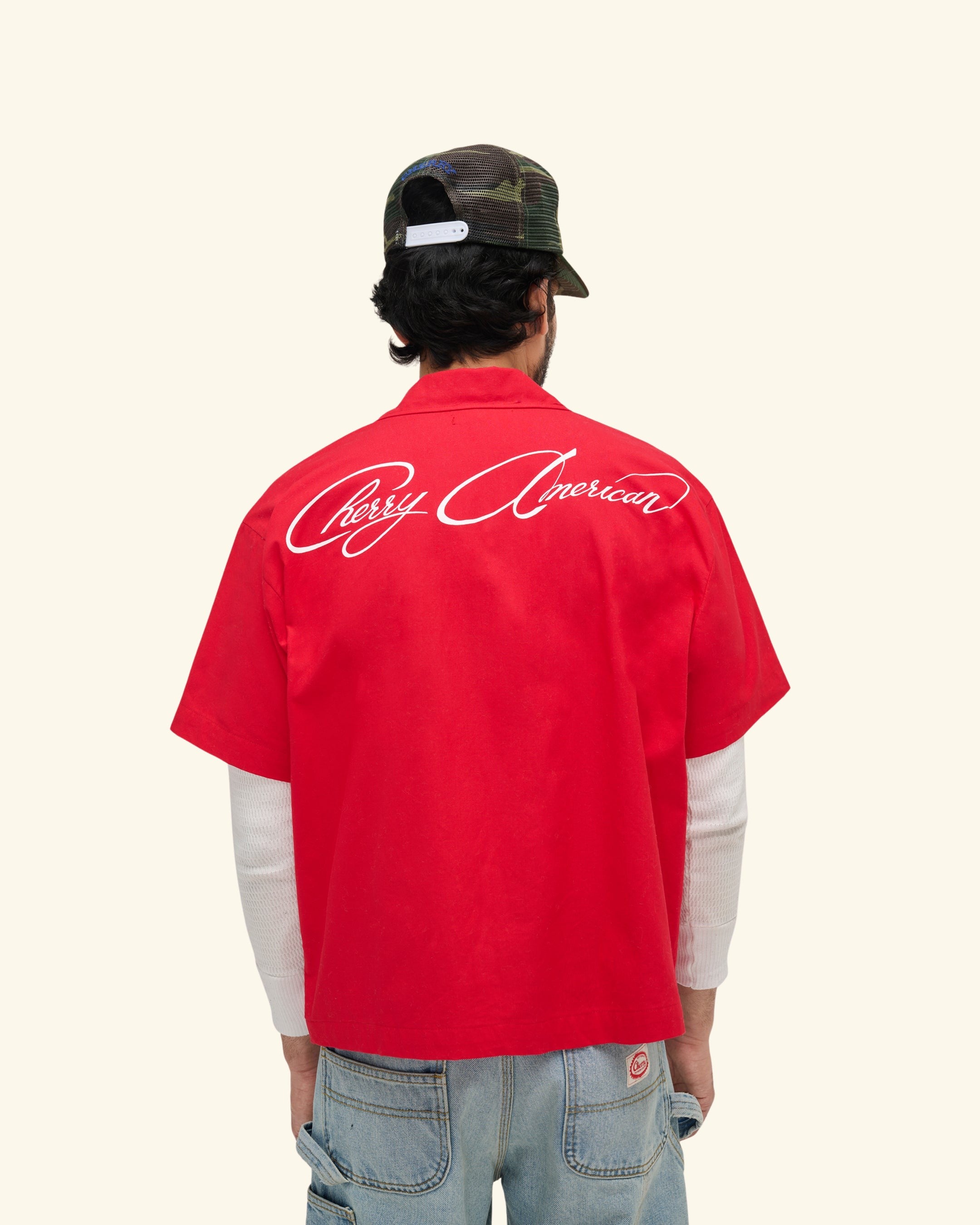 Western Twill Mechanic Shirt (Sun Faded Red)