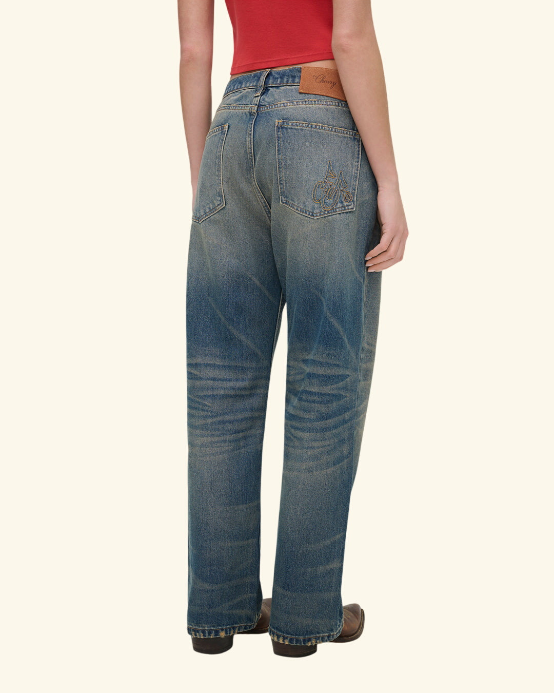 Wide 5 Pocket Jeans (Dark Dirty Blue)