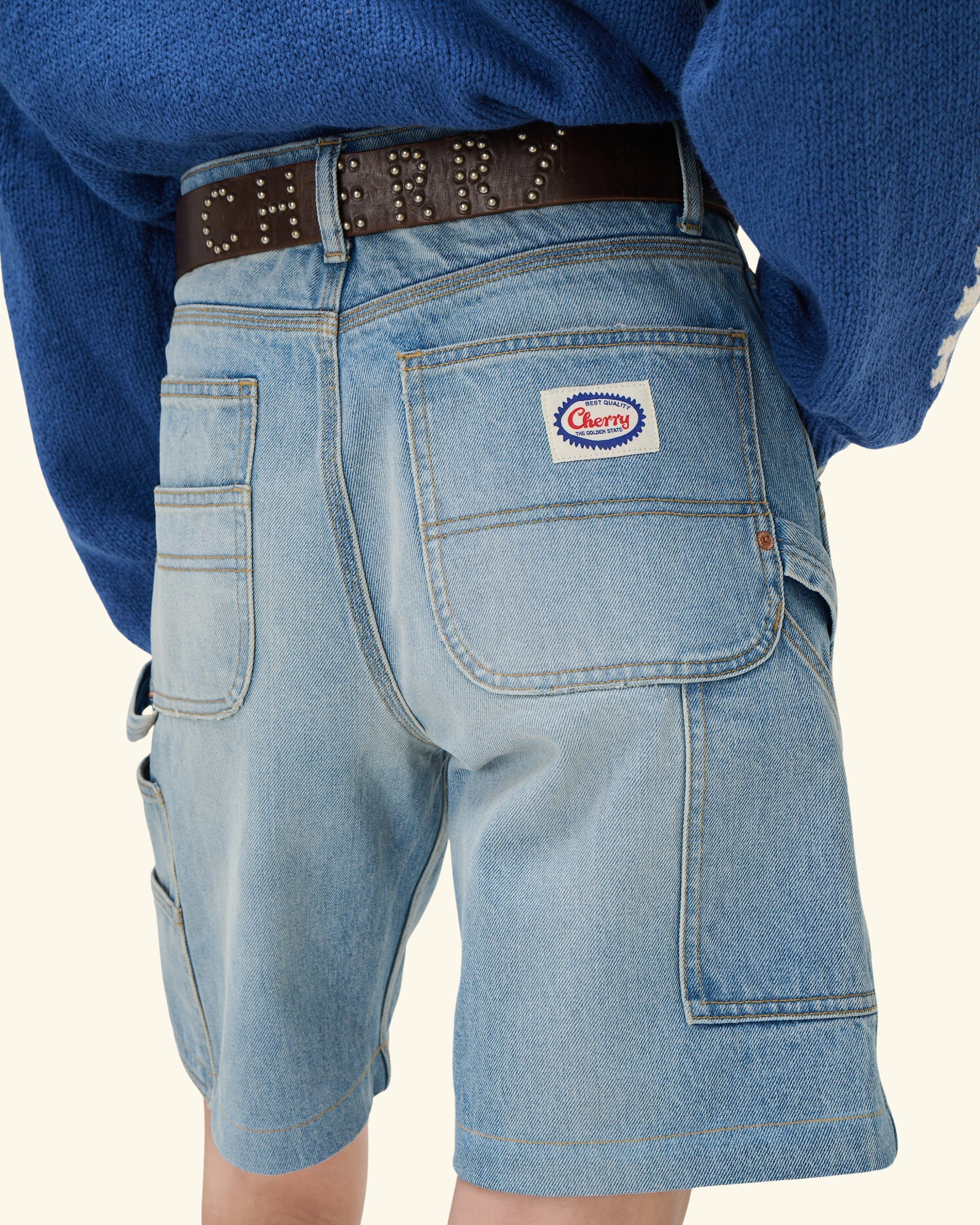 Wide Leg Carpenter Shorts (Indigo Light Wash)