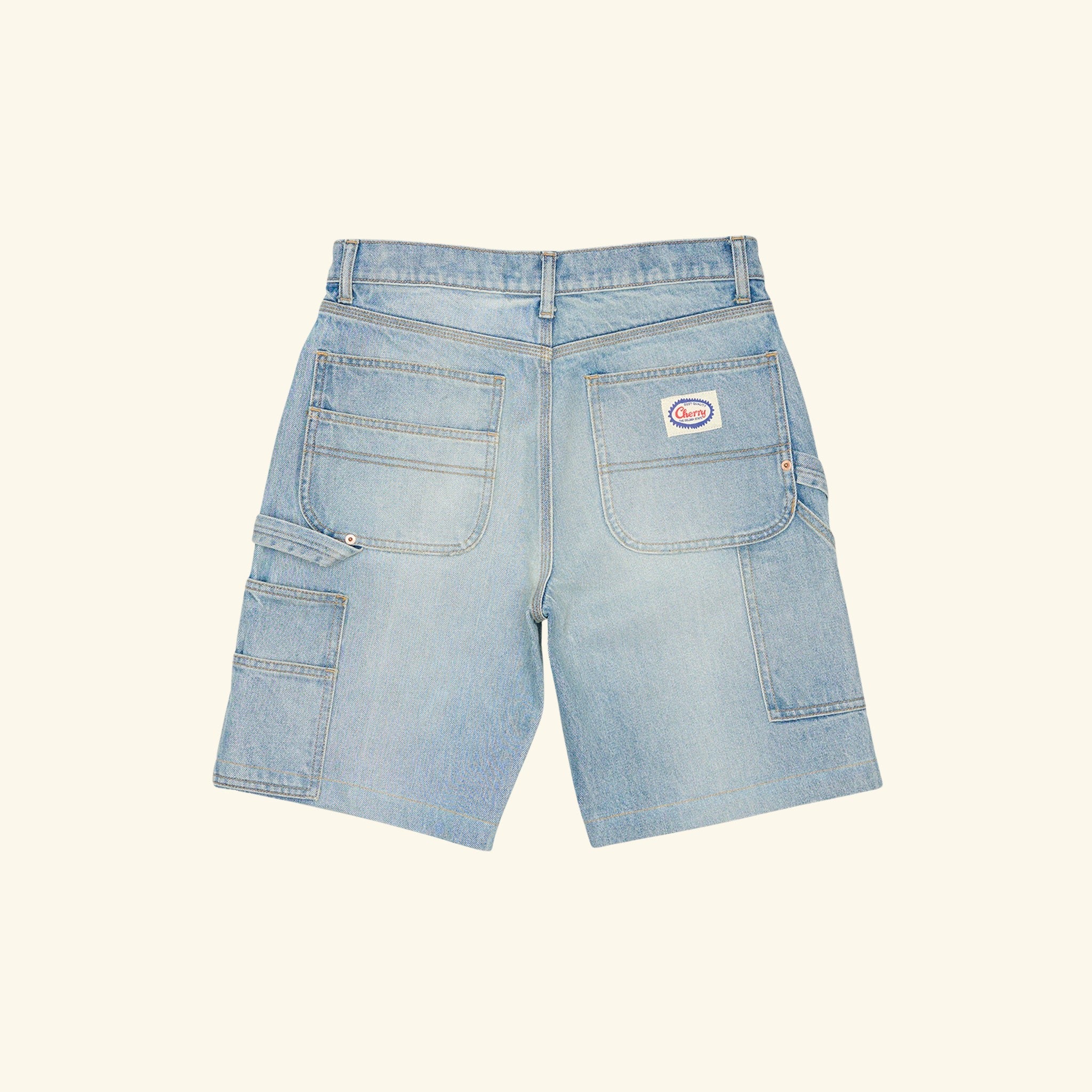 Wide Leg Carpenter Shorts (Indigo Light Wash)