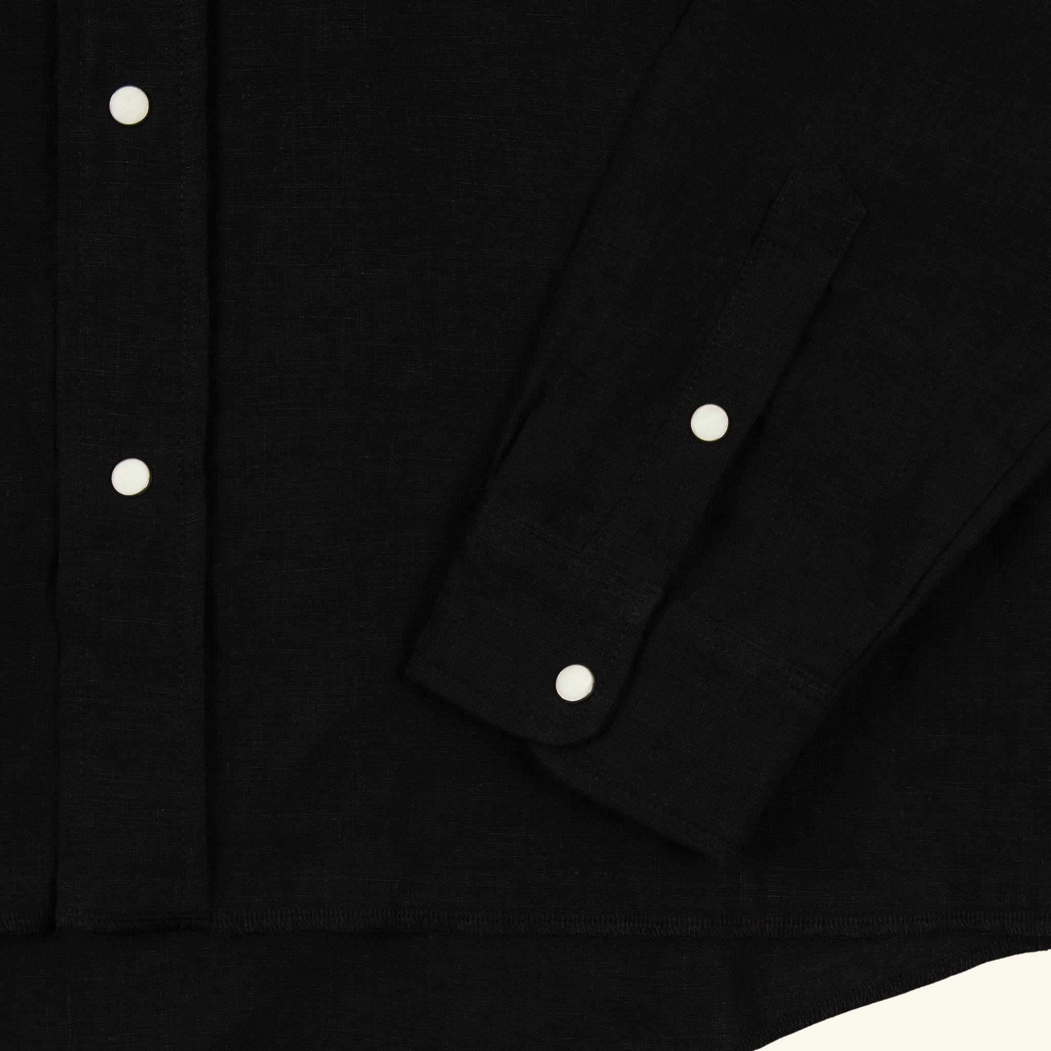 Washed Linen Western Shirt (Black)