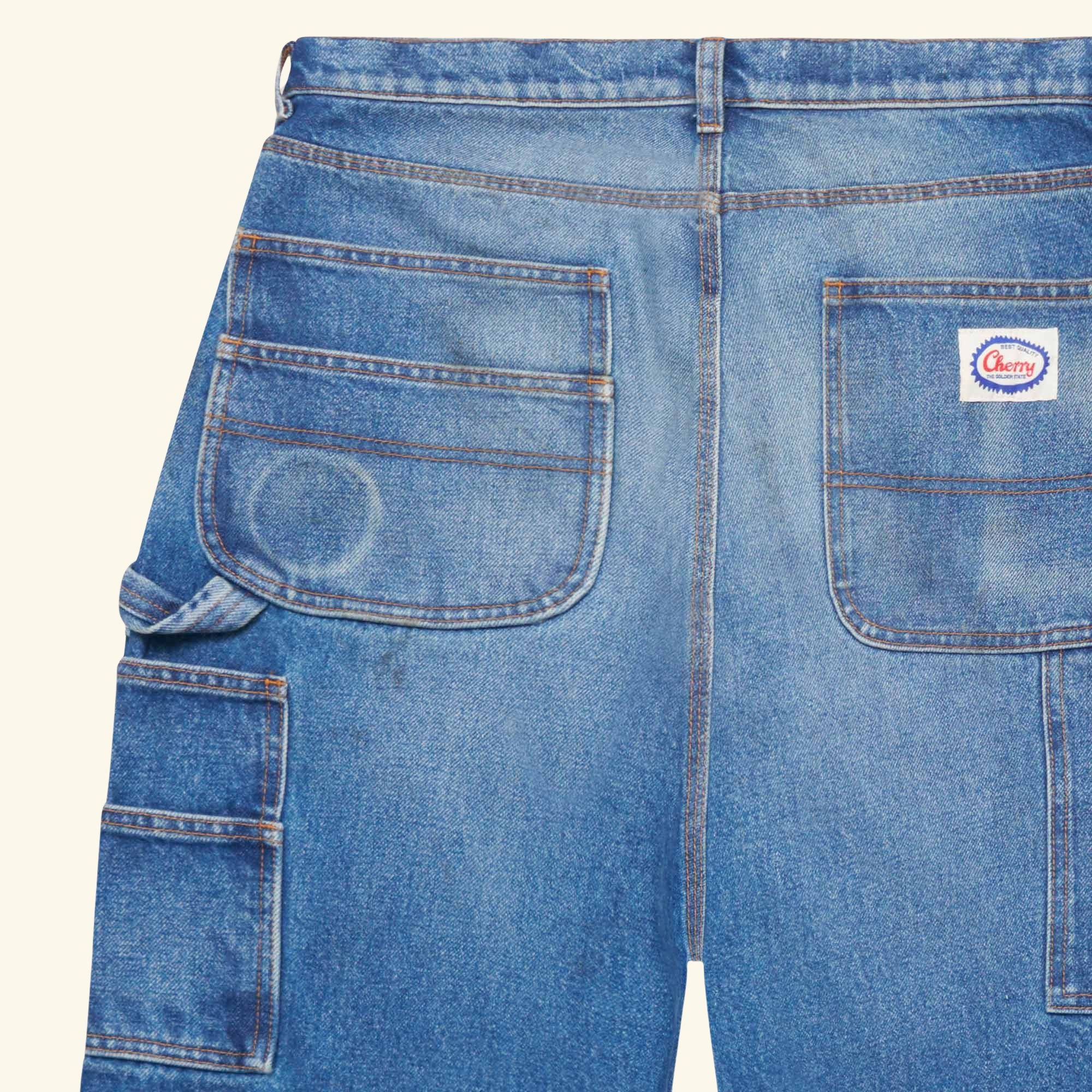 Wide-Leg Double Knee Pants (Denim)