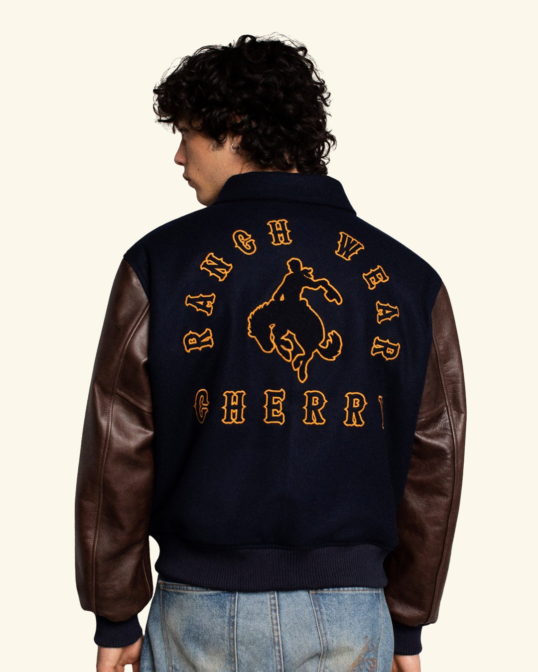Ranch Wear Varsity Jacket (Navy/Brown)