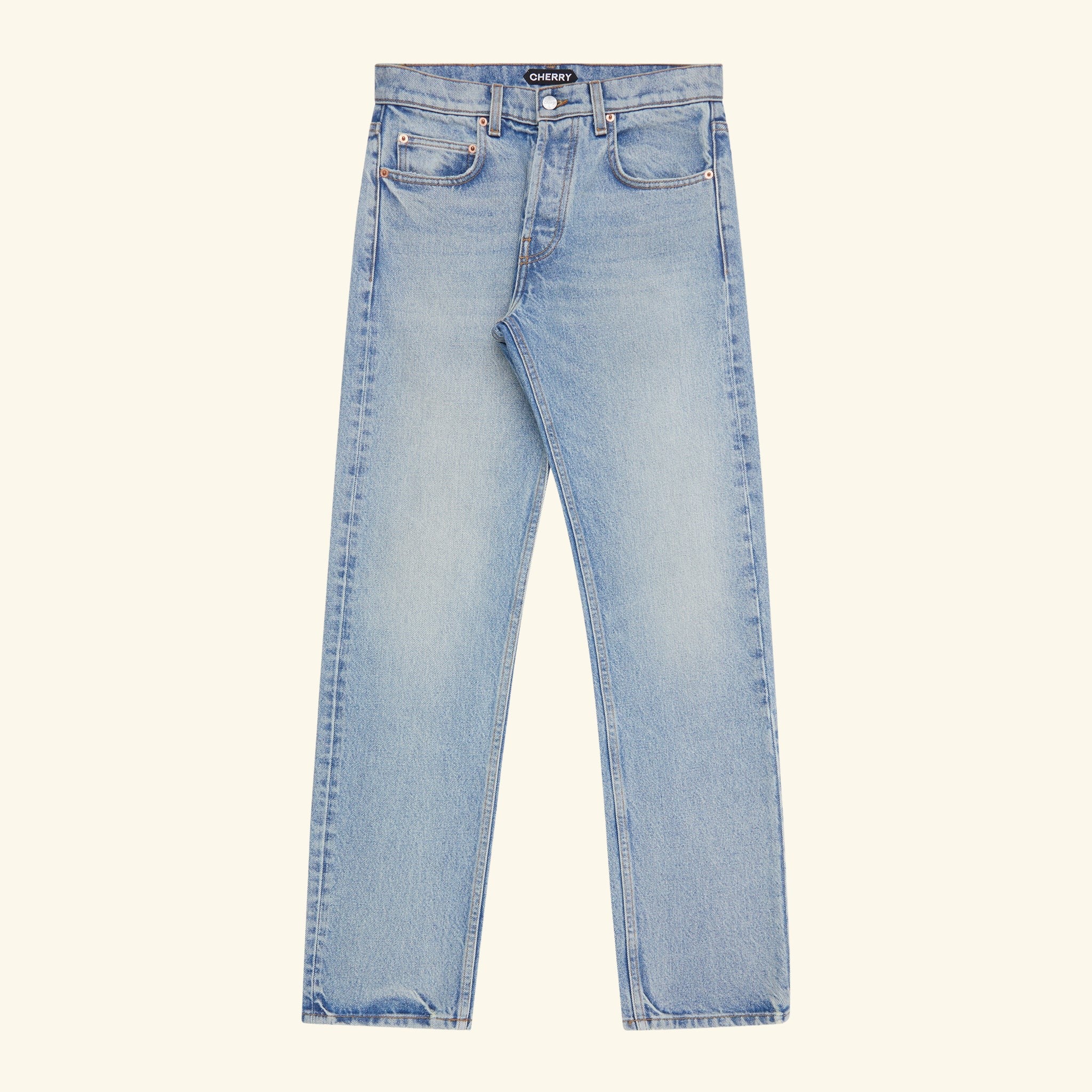 Straight Leg 5 Pocket Denim Jeans