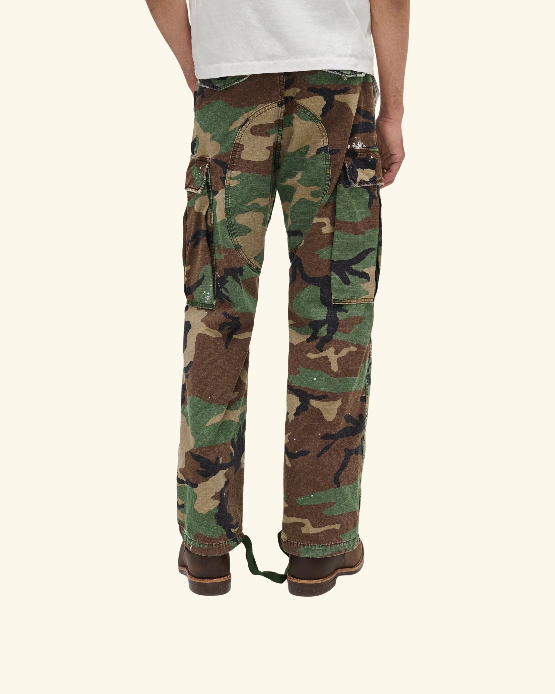 Wide Leg Cargo Pants (Vintage Camo)