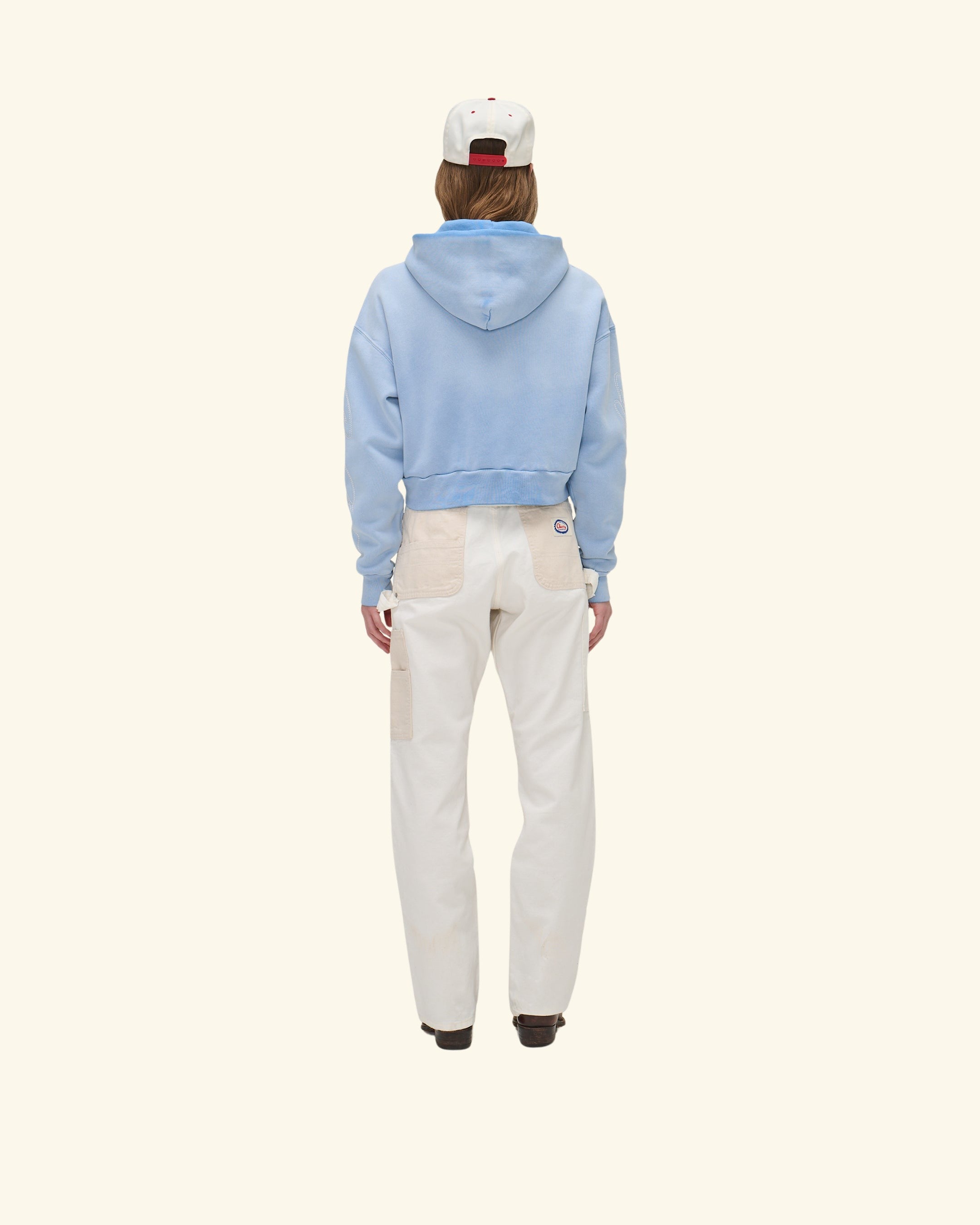 American Star Cropped Zip Hoodie (Sun Faded Blue)