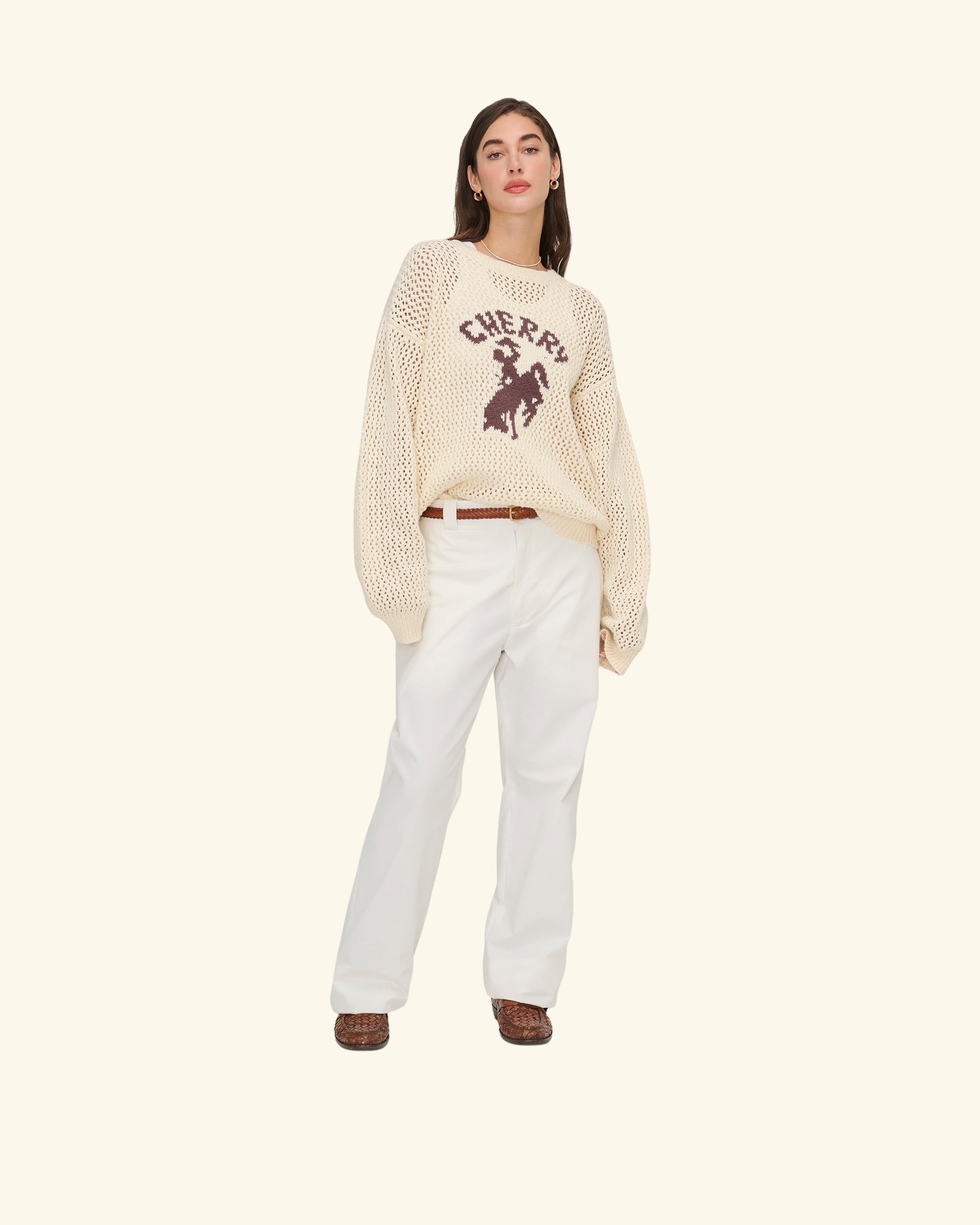 Knit Western Crew (Cream)