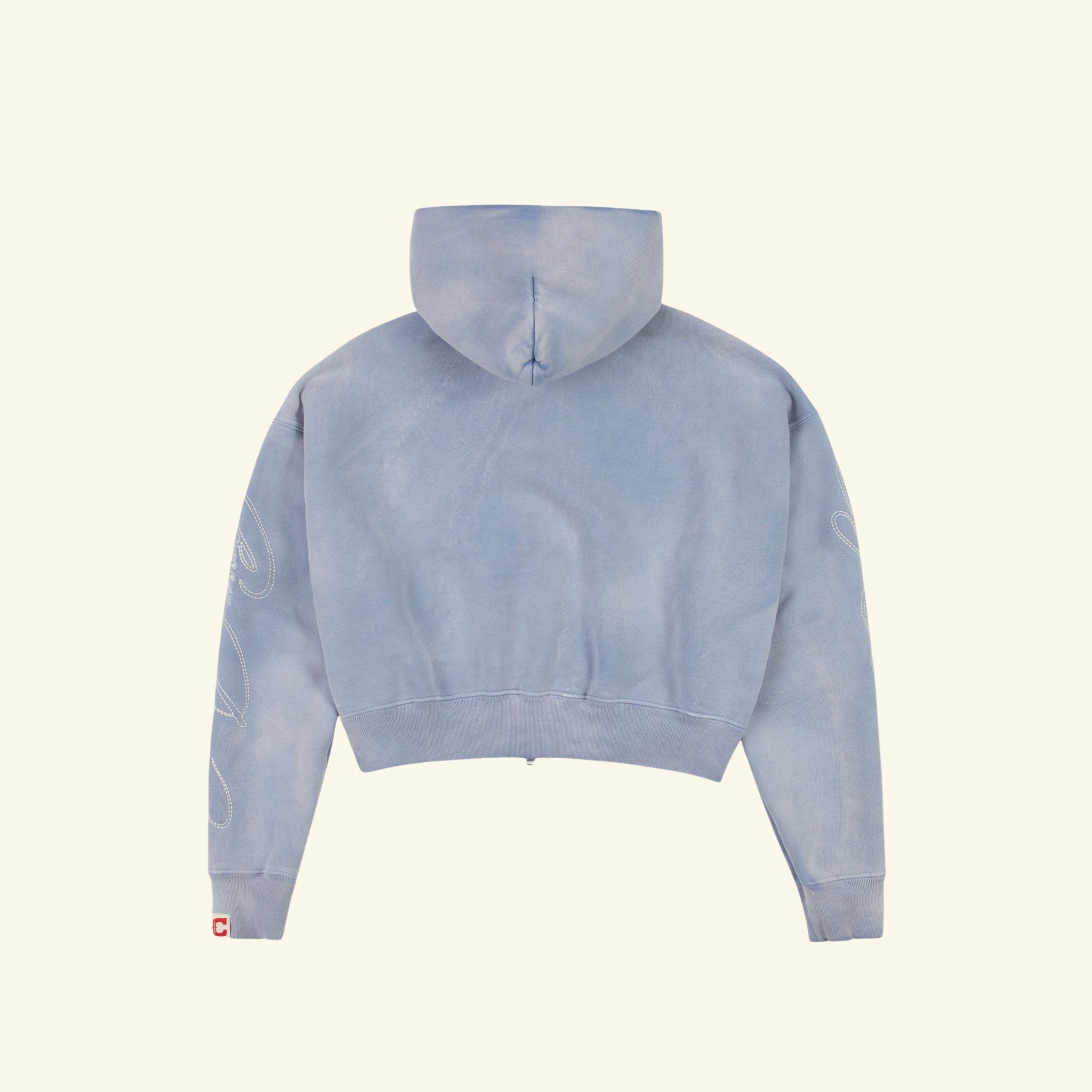 American Star Cropped Zip Hoodie (Sun Faded Blue)