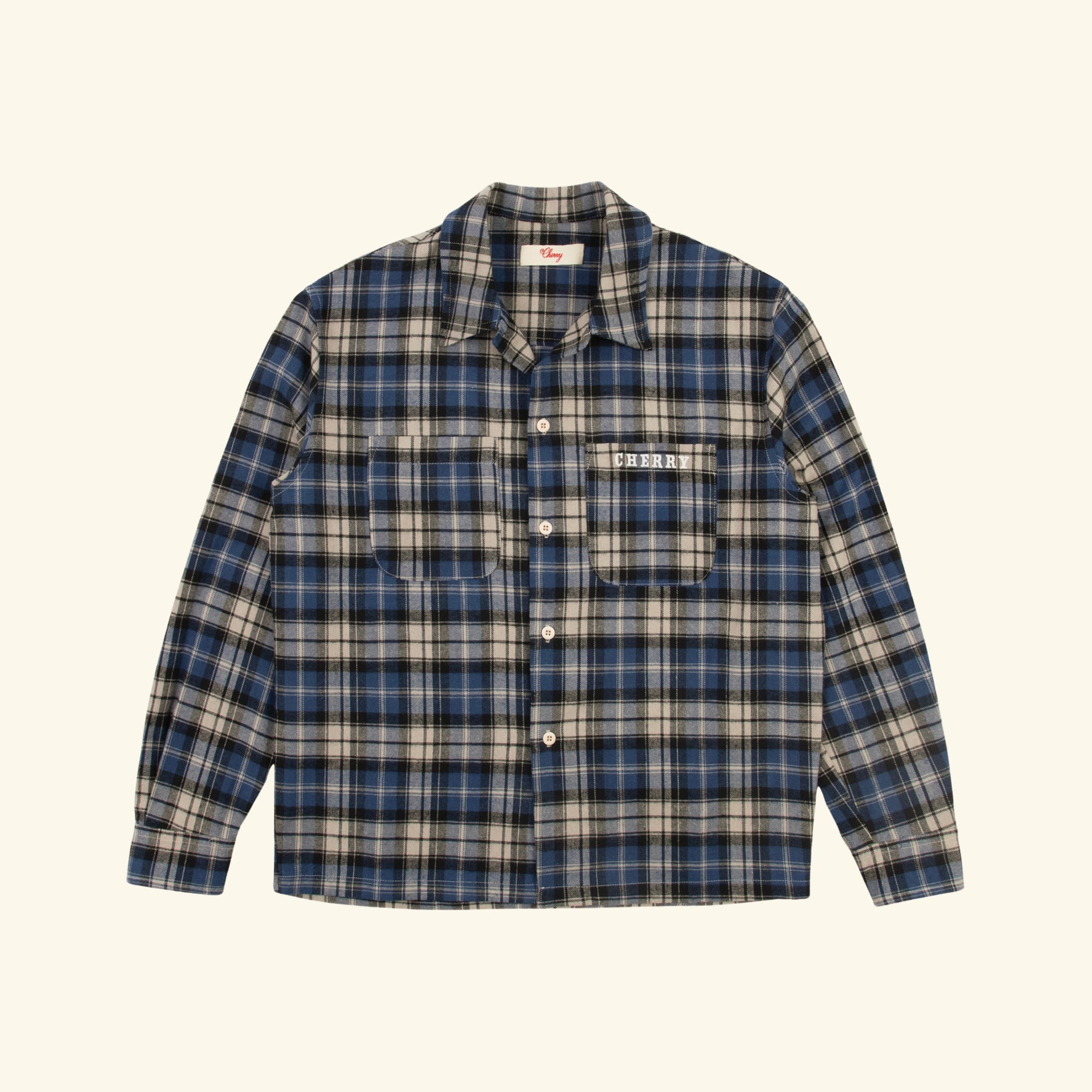 Western Boxy Plaid Shirt (Steel Blue)