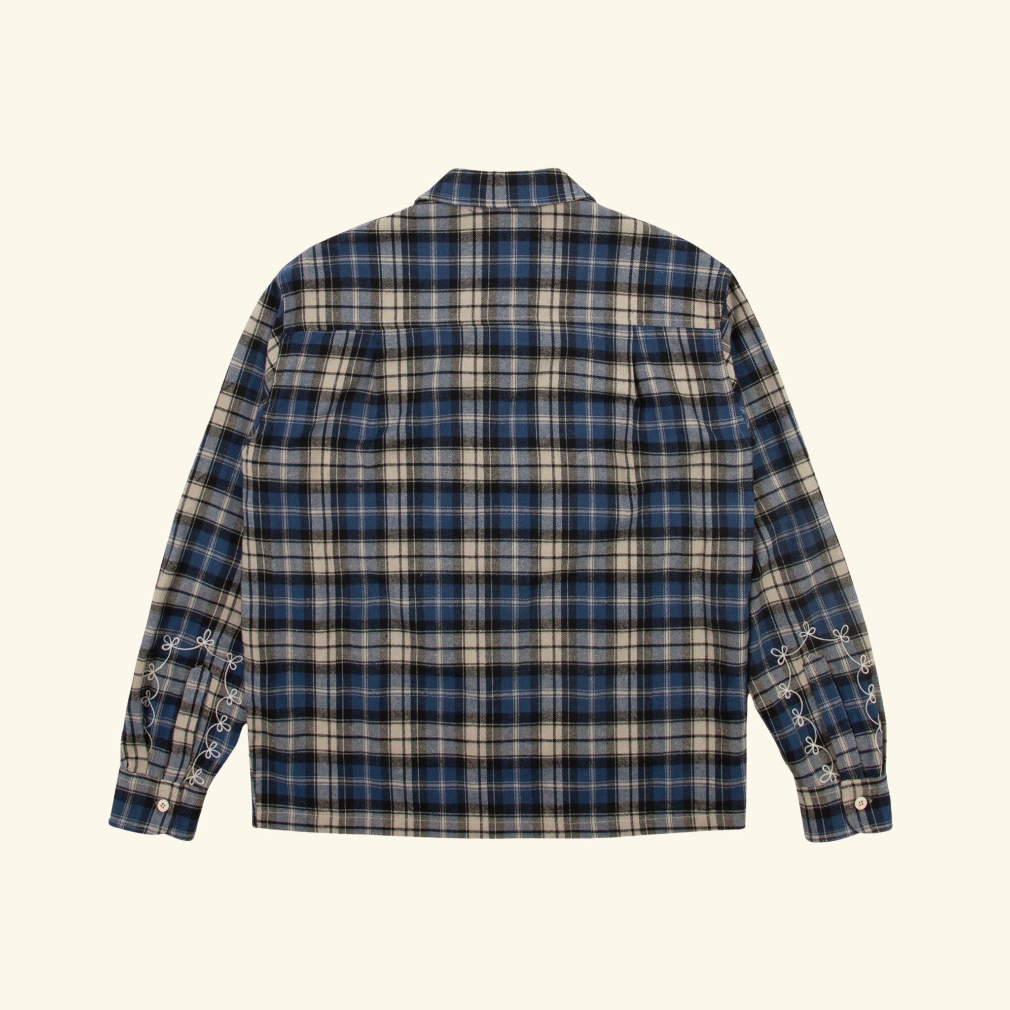 Western Boxy Plaid Shirt (Steel Blue)